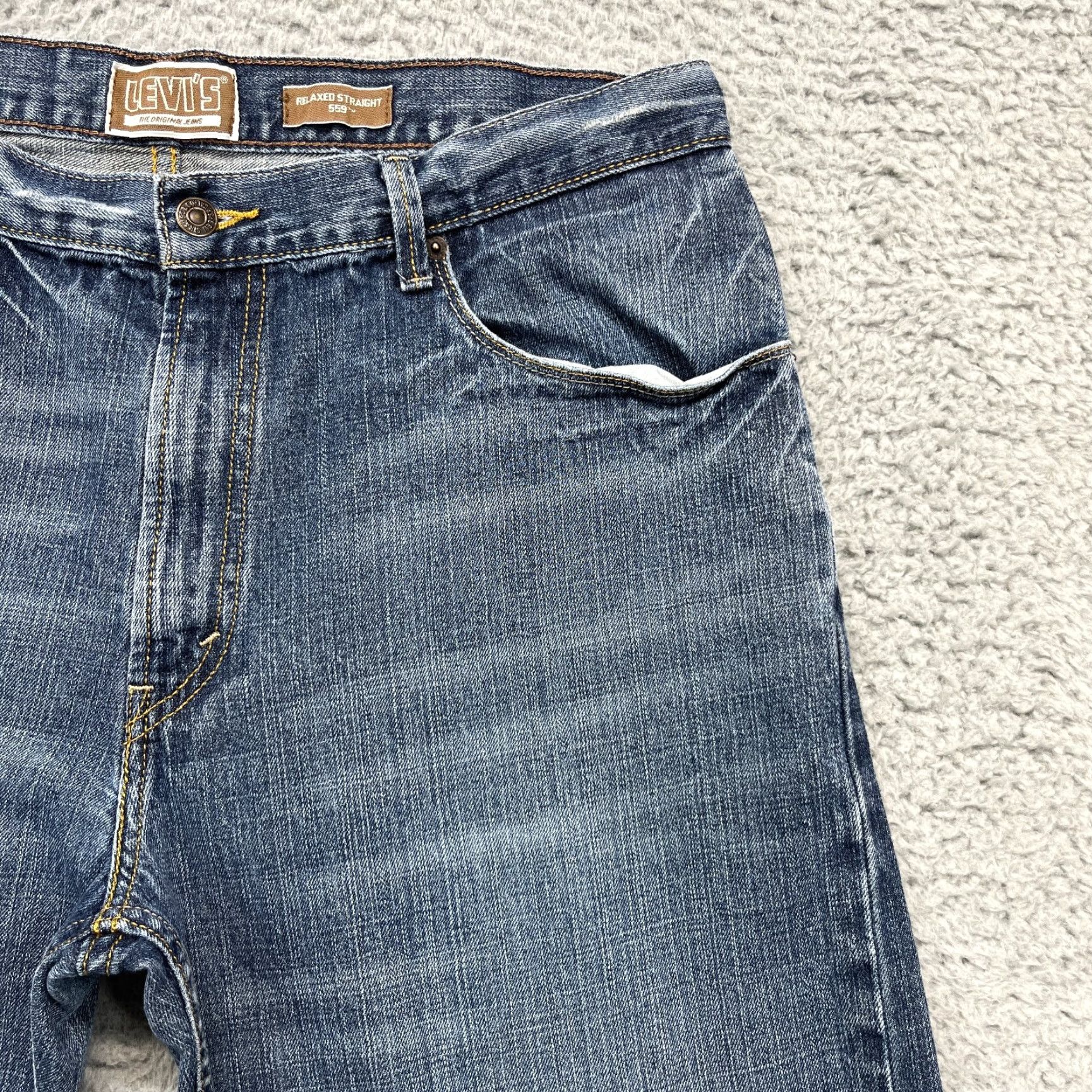 Levi's Levi's 559 Jeans Mens 36x31 Relaxed Straight Denim Blue 5-Pocket Button Zip Cotton Logo Distressed Size US 36 / EU 52 - 4 Thumbnail