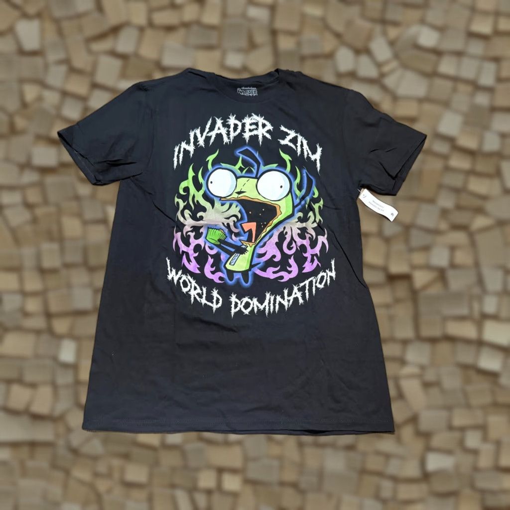 Nickelodeon Nickelodeon Shirt Men’s Size Medium Black Invader Zim World Domination T-Shirt Graphic Print Crew Neck Short Sleeve Cartoon 90s Mens Size US M / EU 48-50 / 2 - 1 Thumbnail