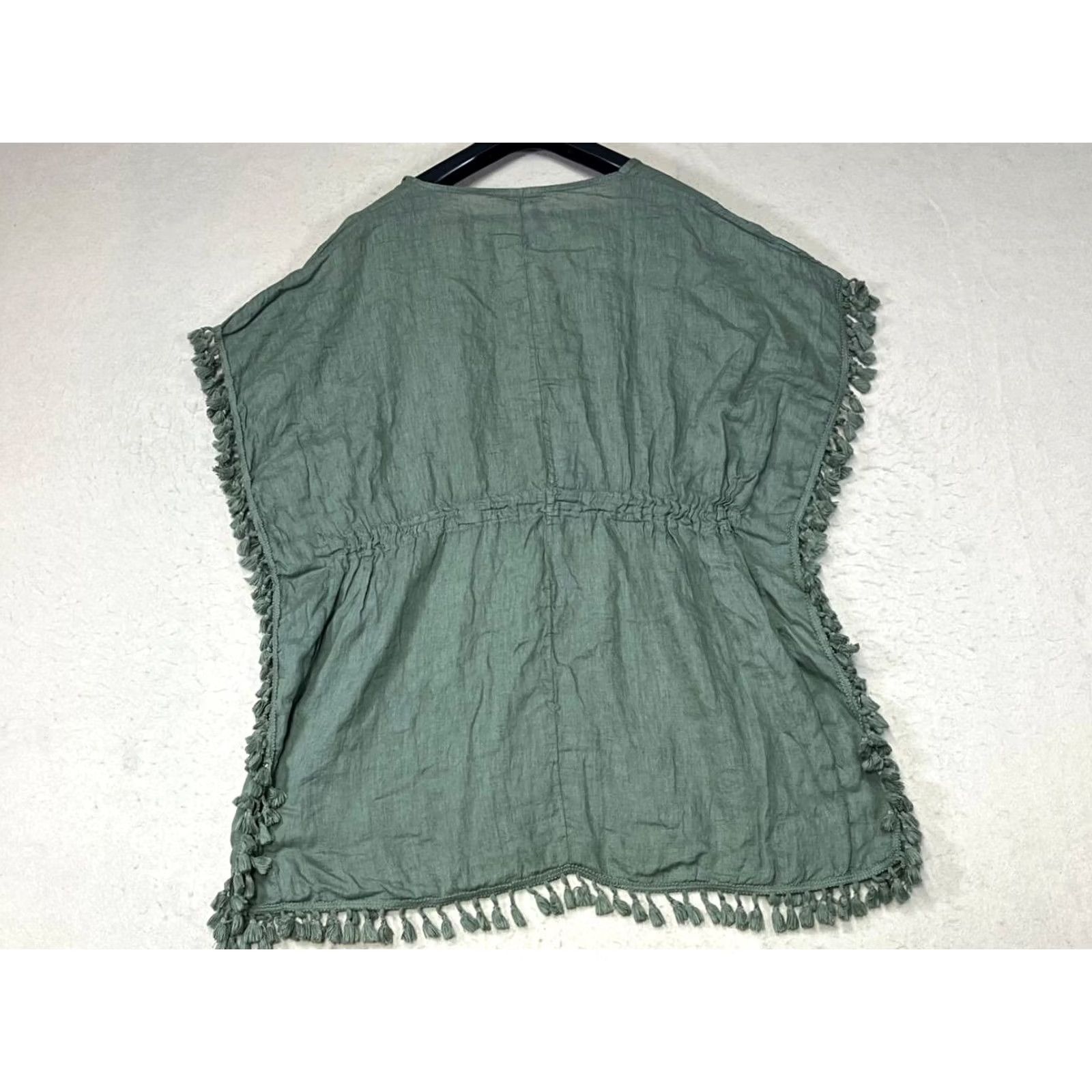 Vintage Olive Green Linen Oversized Cover Up Womens Size One Size ONE SIZE - 2 Thumbnail