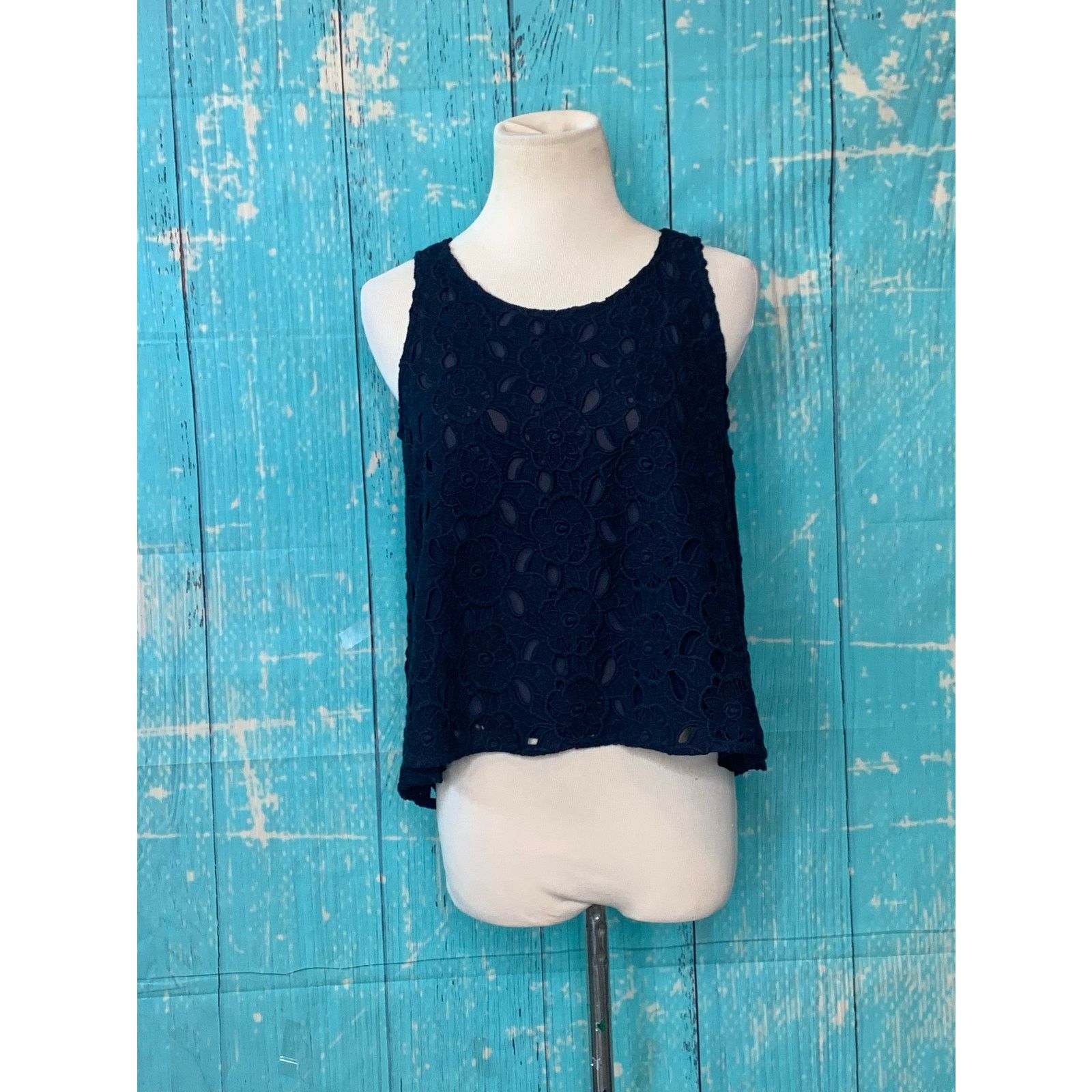 Ann Taylor Ann Taylor blue eyelet sleeveless lined blouse size XS Size XS / US 0-2 / IT 36-38 - 5 Thumbnail