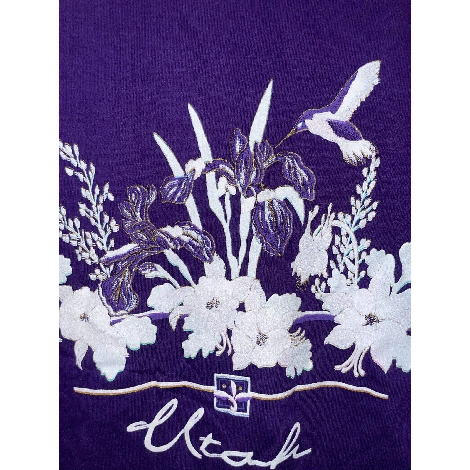 Jerzees Vintage Utah Shirt Wildflowers Flower Purple Tee USA 90s M Size US M / EU 48-50 / 2 - 3 Thumbnail