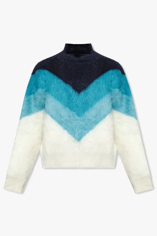 Bottega Veneta o1n1vont1225 Wool Mohair Chevron Jumper Sweater Multicolor Size US S / EU 44-46 / 1 - 1 Thumbnail