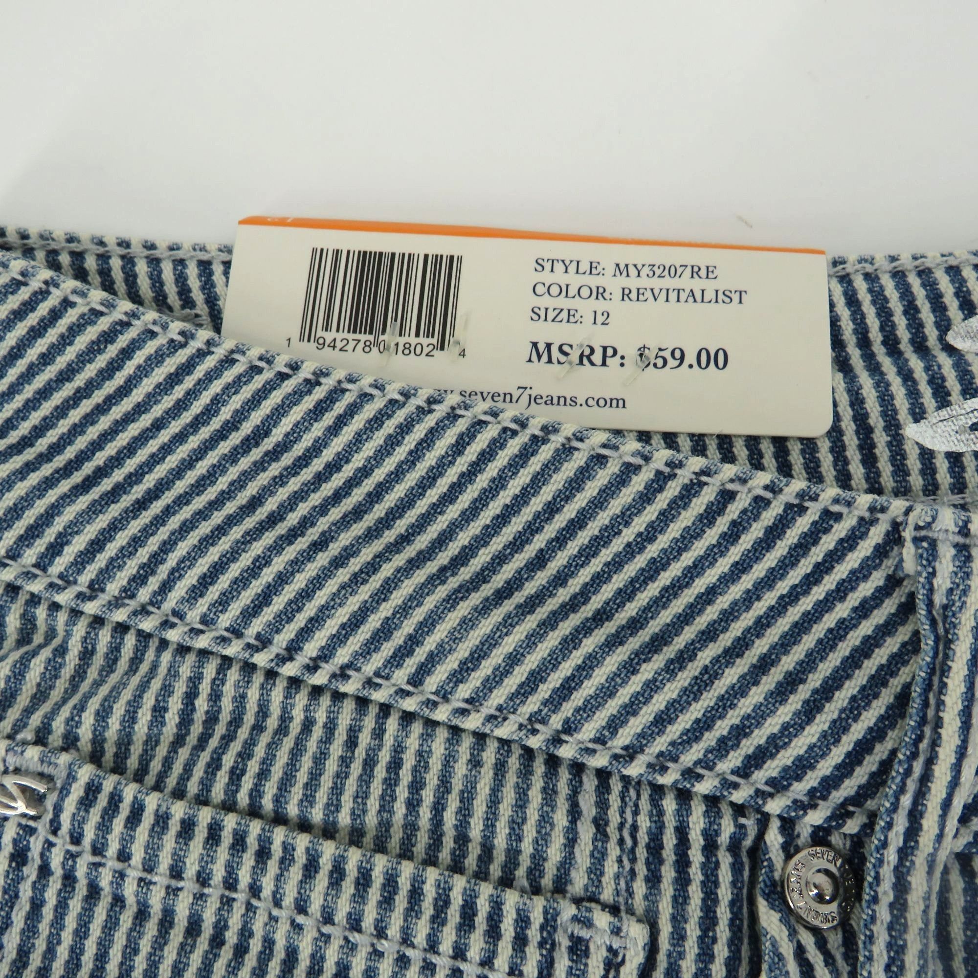 Other Seven7 Womens 9" Bermuda Rolled Cuff Short Stripe Stretch 1 Size 34" / US 12 / IT 48 - 6 Thumbnail