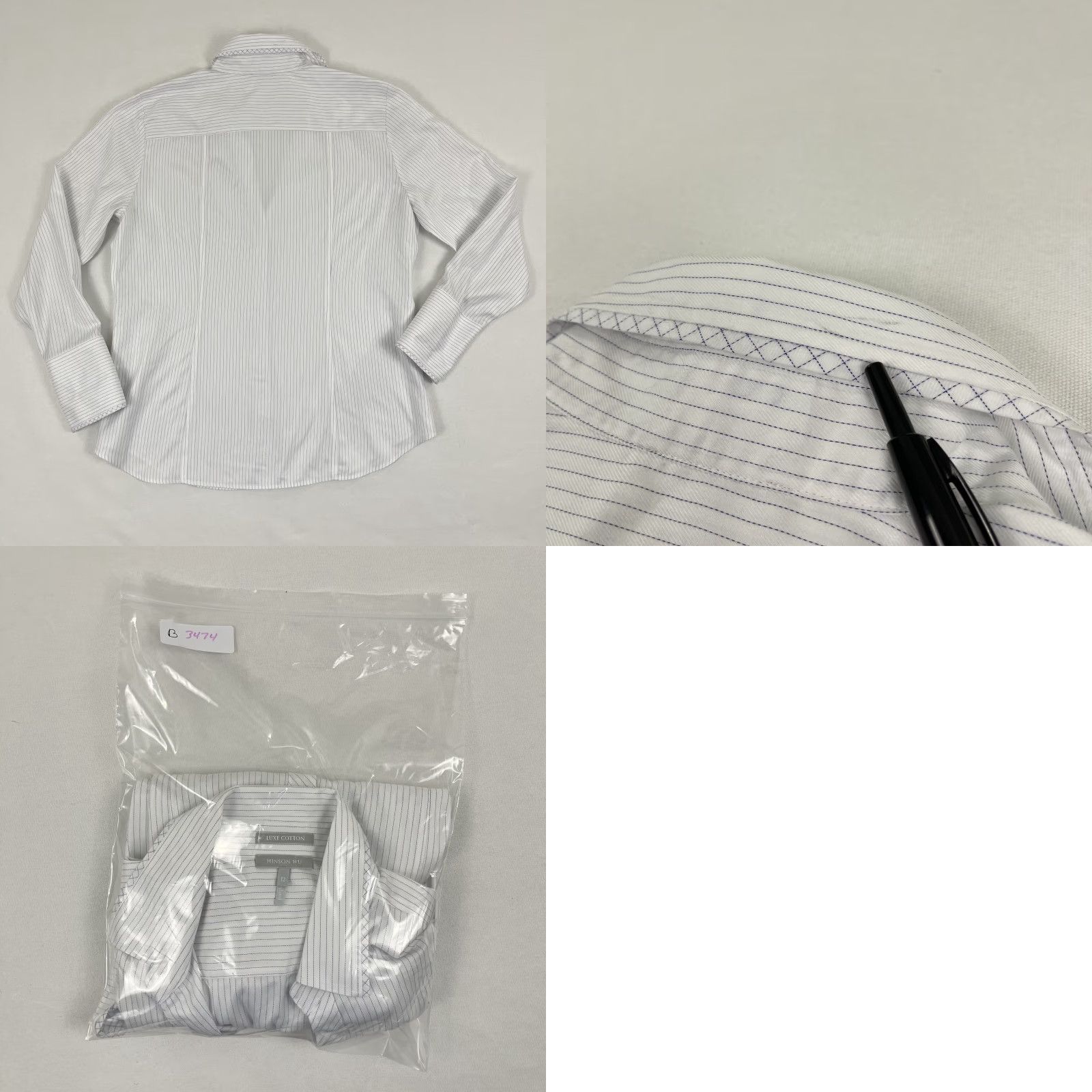 Vintage Hinson Wu Shirt Women Size 12 Button-Up White Striped Office Career Work Blouse Long Sleeve 100% Cotton Size XL / US 12-14 / IT 48-50 - 8 Thumbnail