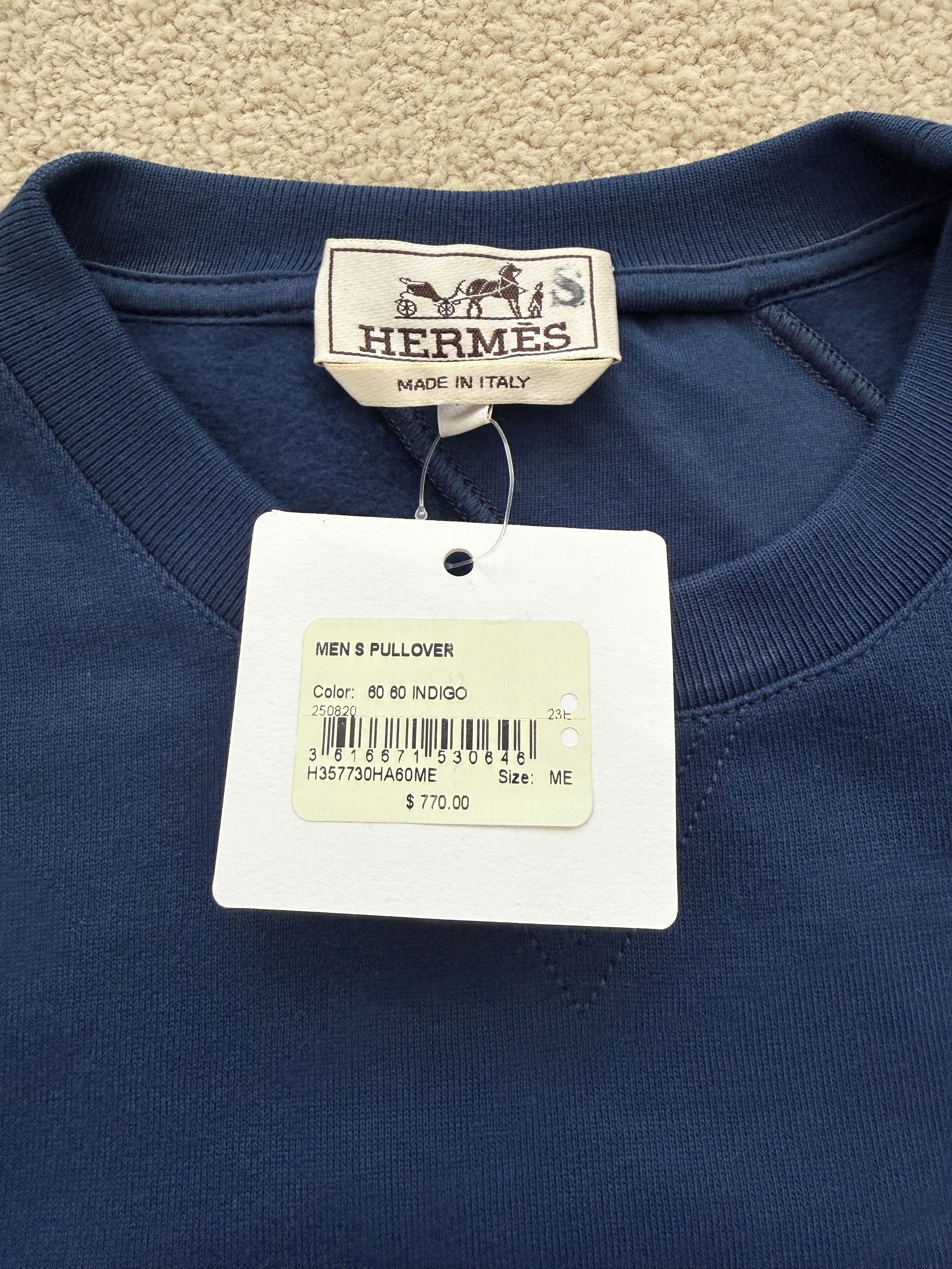 Hermes NWT Hermes Mens Medium Indigo Blue Short Sleeve Pullover Size US M / EU 48-50 / 2 - 2 Thumbnail