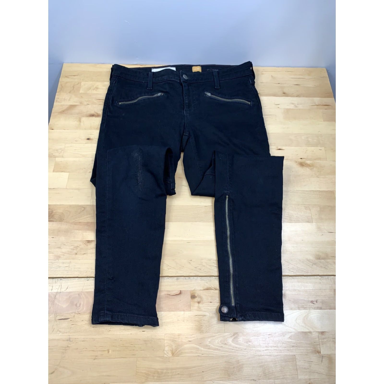 Vintage Pilcro and the Letterpress Jeans Zippers 29 Black Skinny Women Size 29 Distress #4845 Size 29" - 2 Thumbnail