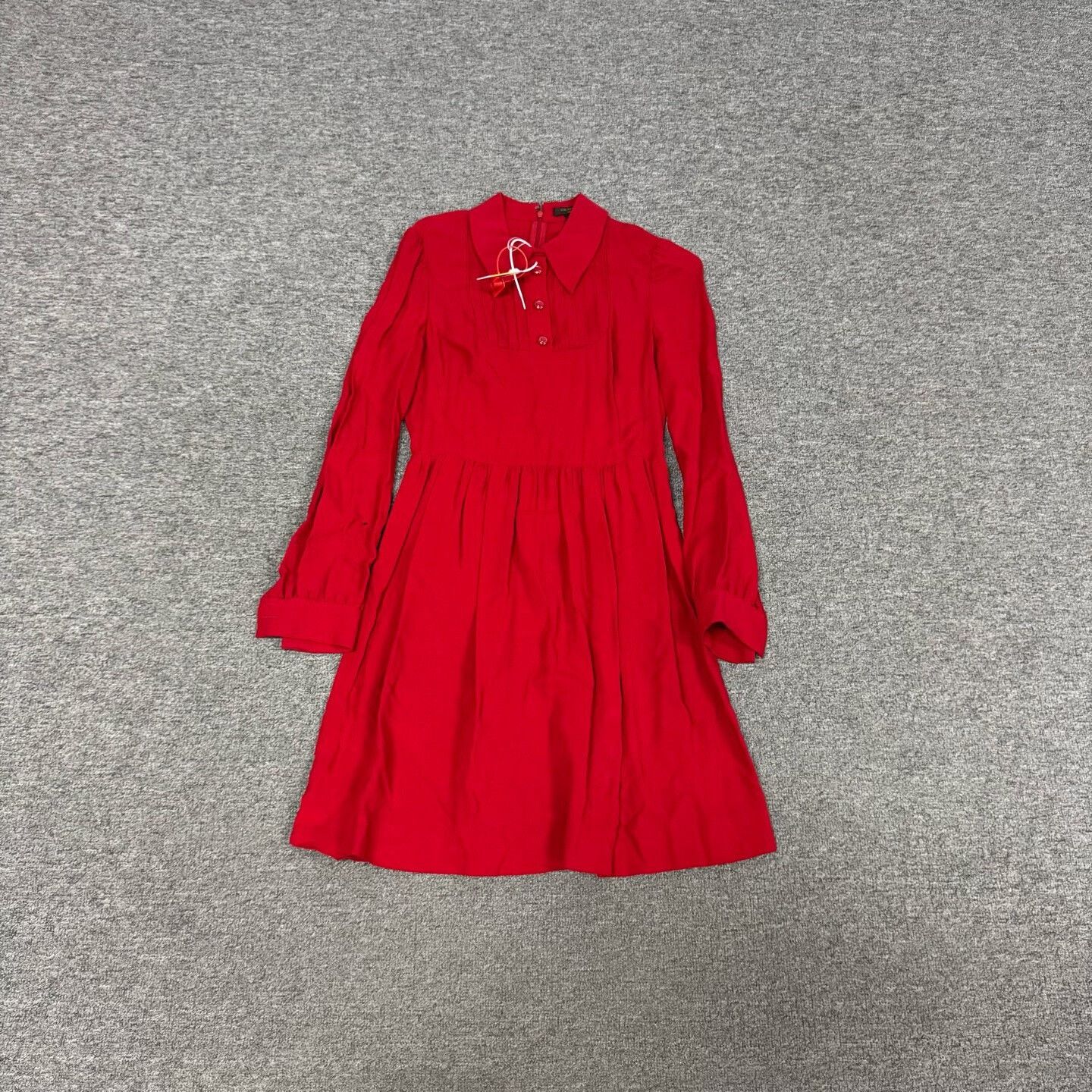 Louis Vuitton Louis Vuitton Red Collared Pleated Fitted Dress Size XXS / US 00 / IT 34 - 1 Thumbnail