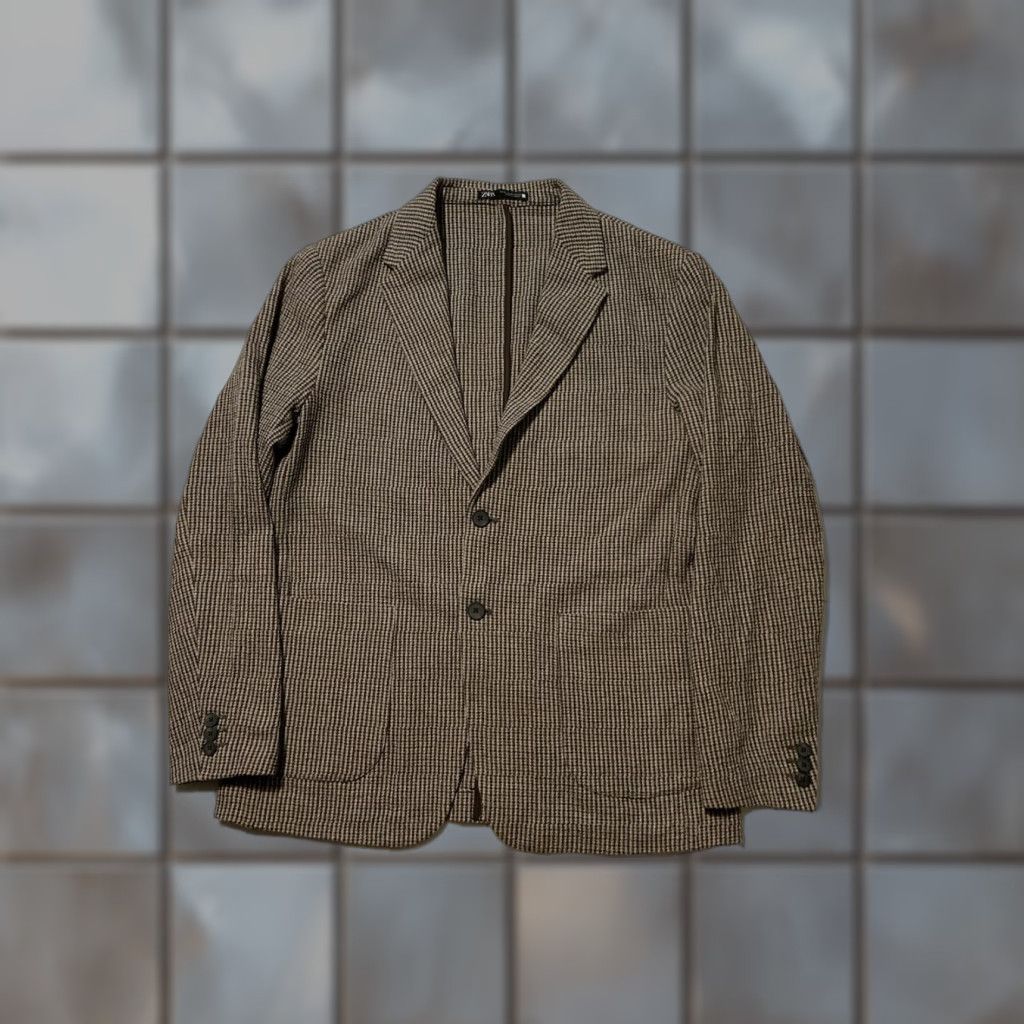 Zara Zara Blazer Jacket XL Relaxed Fit Houndstooth Two Button Sportscoat Mens Size 46R - 1 Thumbnail