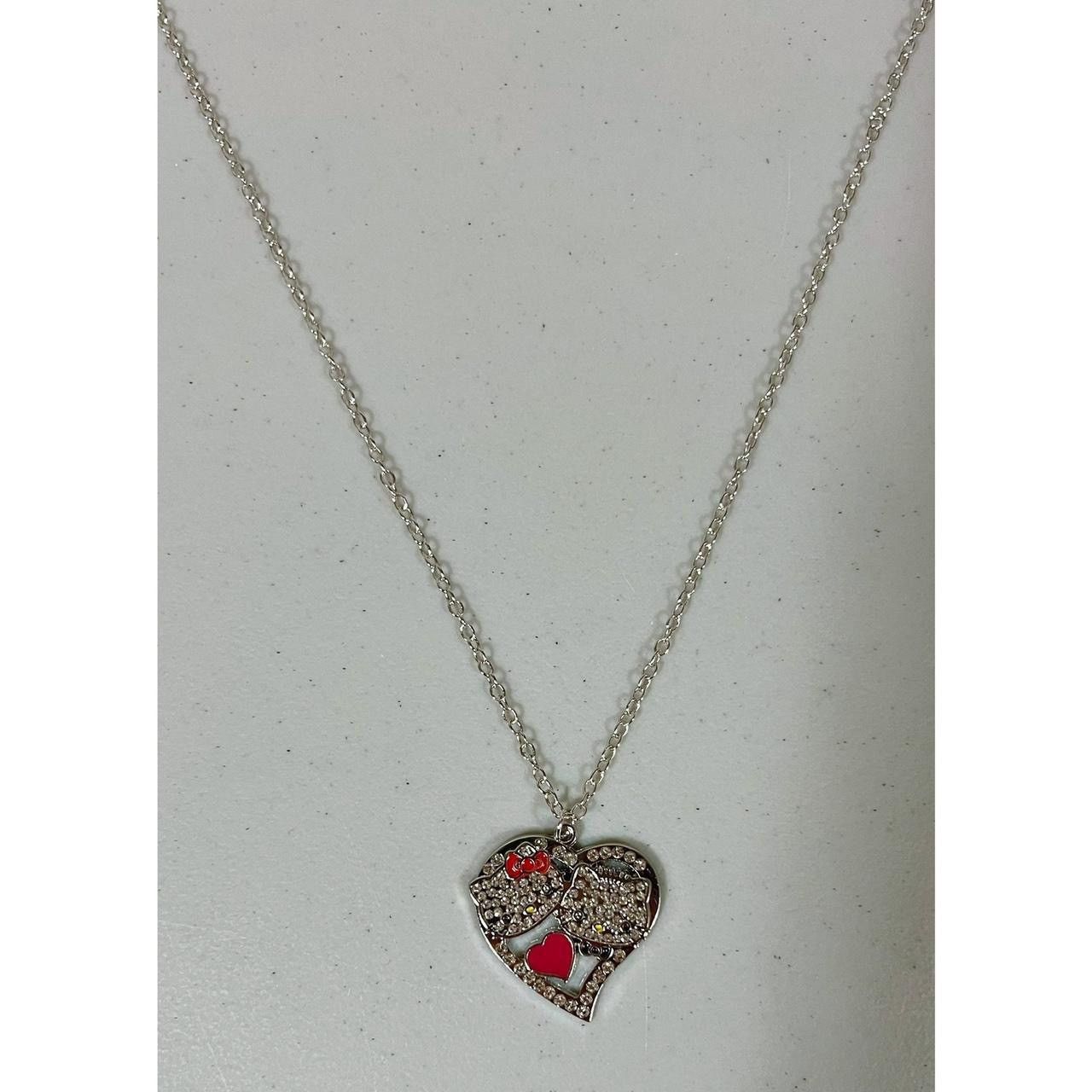 Japanese Brand × Jewelry × Vintage Hello Kitty Red Heart-Shaped Diamond Necklace Jewelry ♥️ Size ONE SIZE - 4 Thumbnail
