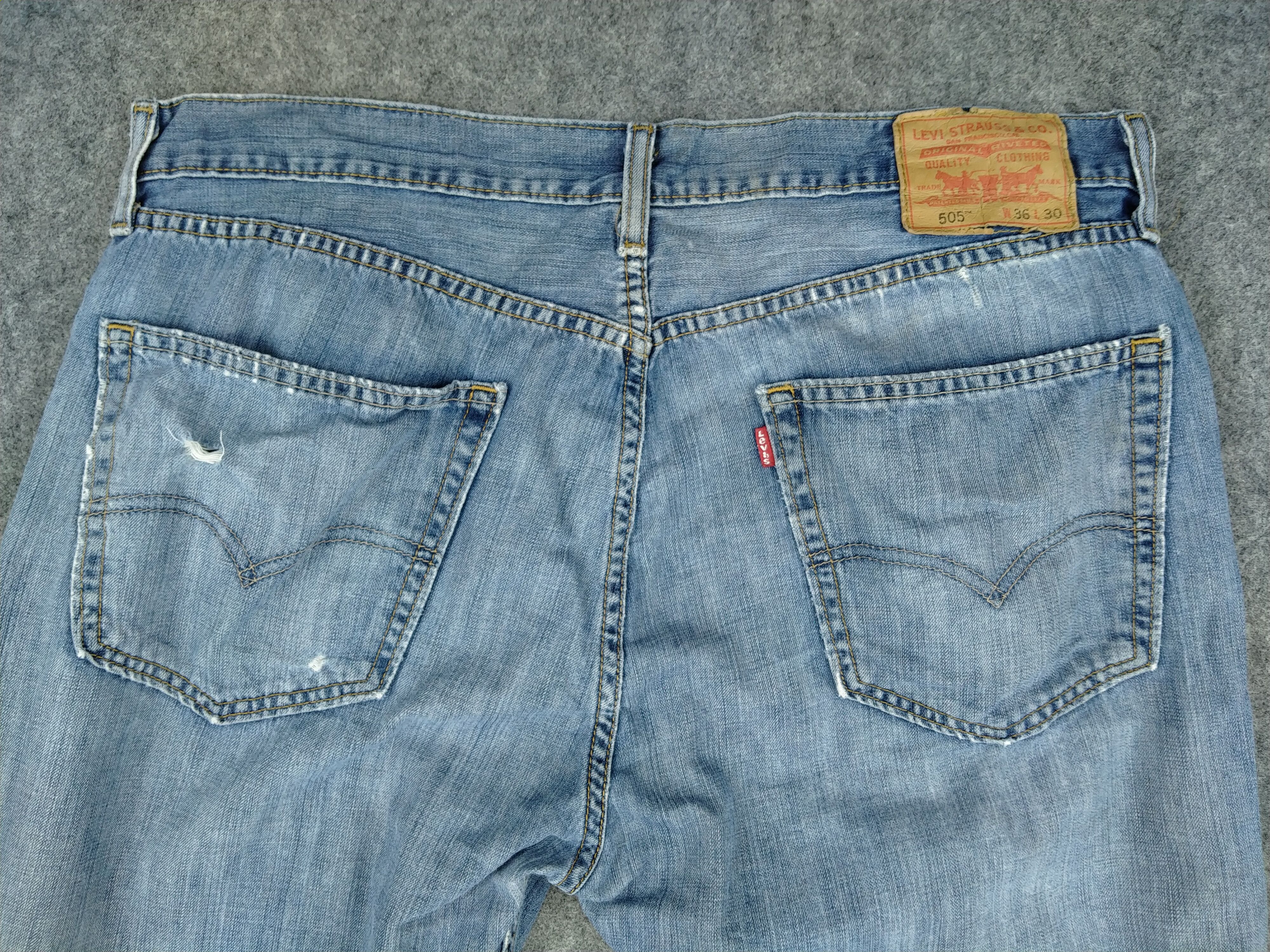 Levi's Blue Levi's 505 Distressed Denim 37 x 30 -JN127 Size US 37 - 4 Thumbnail