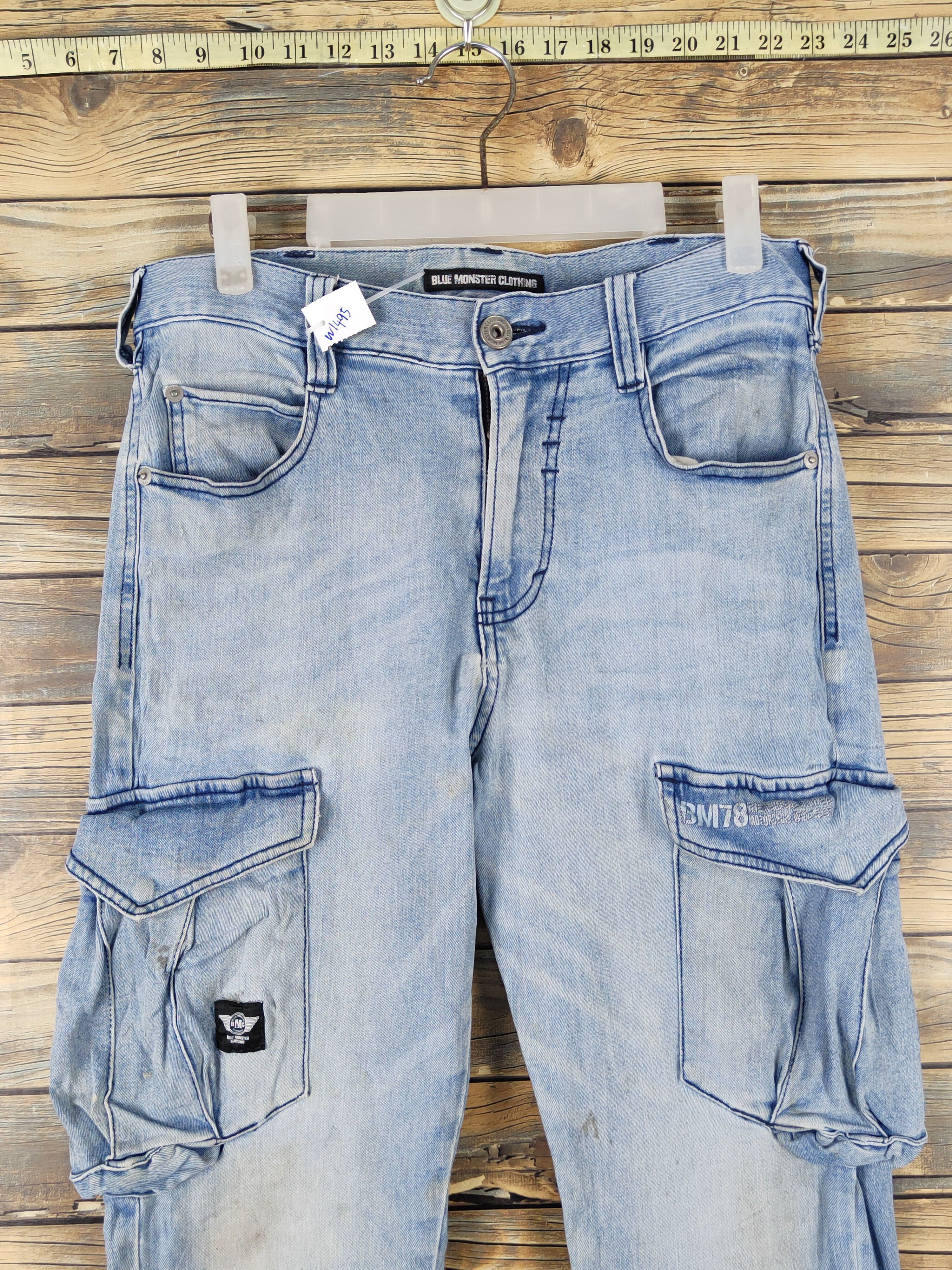 Japanese Brand Blue Monster Clothing Blue Distressed Ripped Jeans #W1495 Size US 31 - 2 Thumbnail