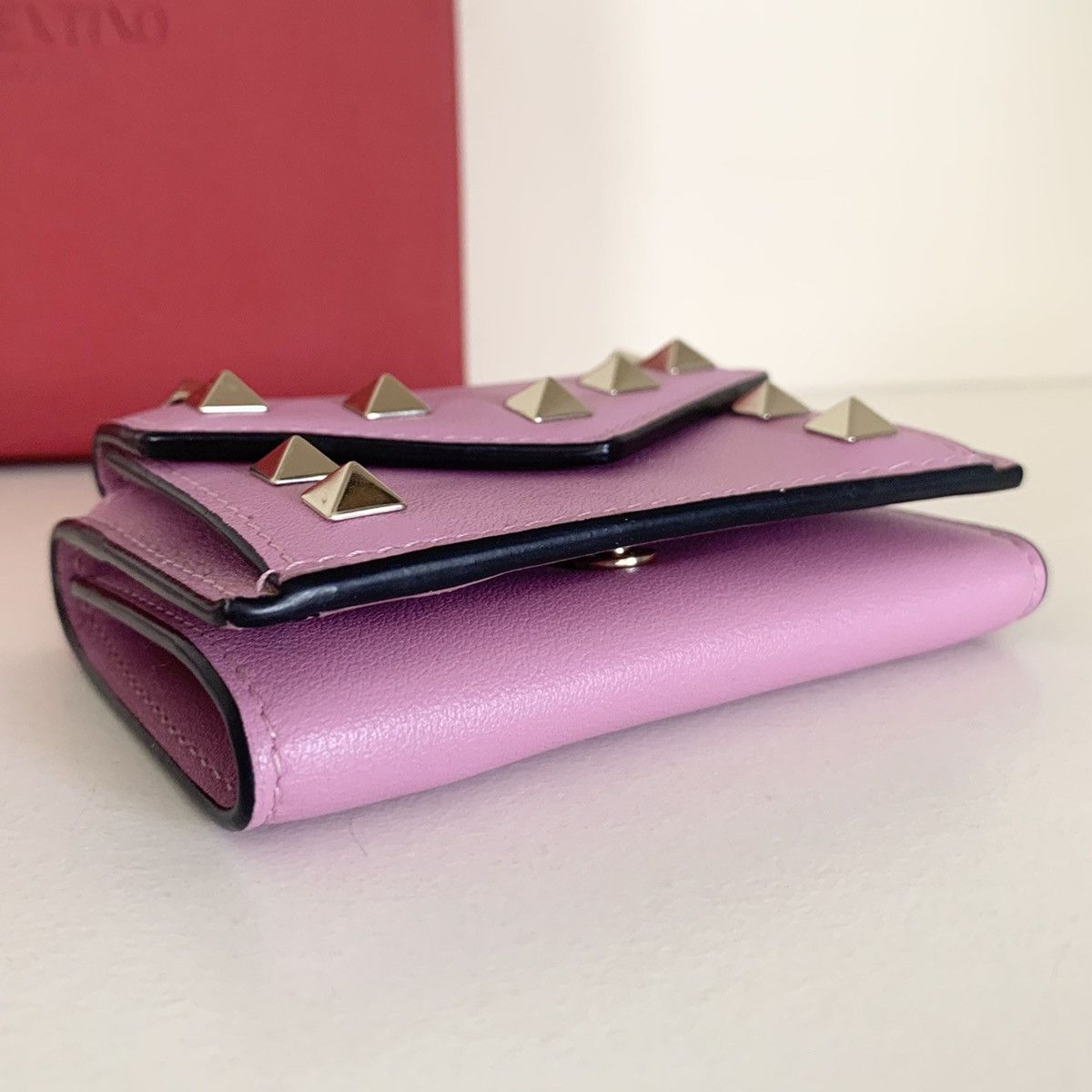 Valentino Pink rockstud trifold wallet Size ONE SIZE - 4 Thumbnail
