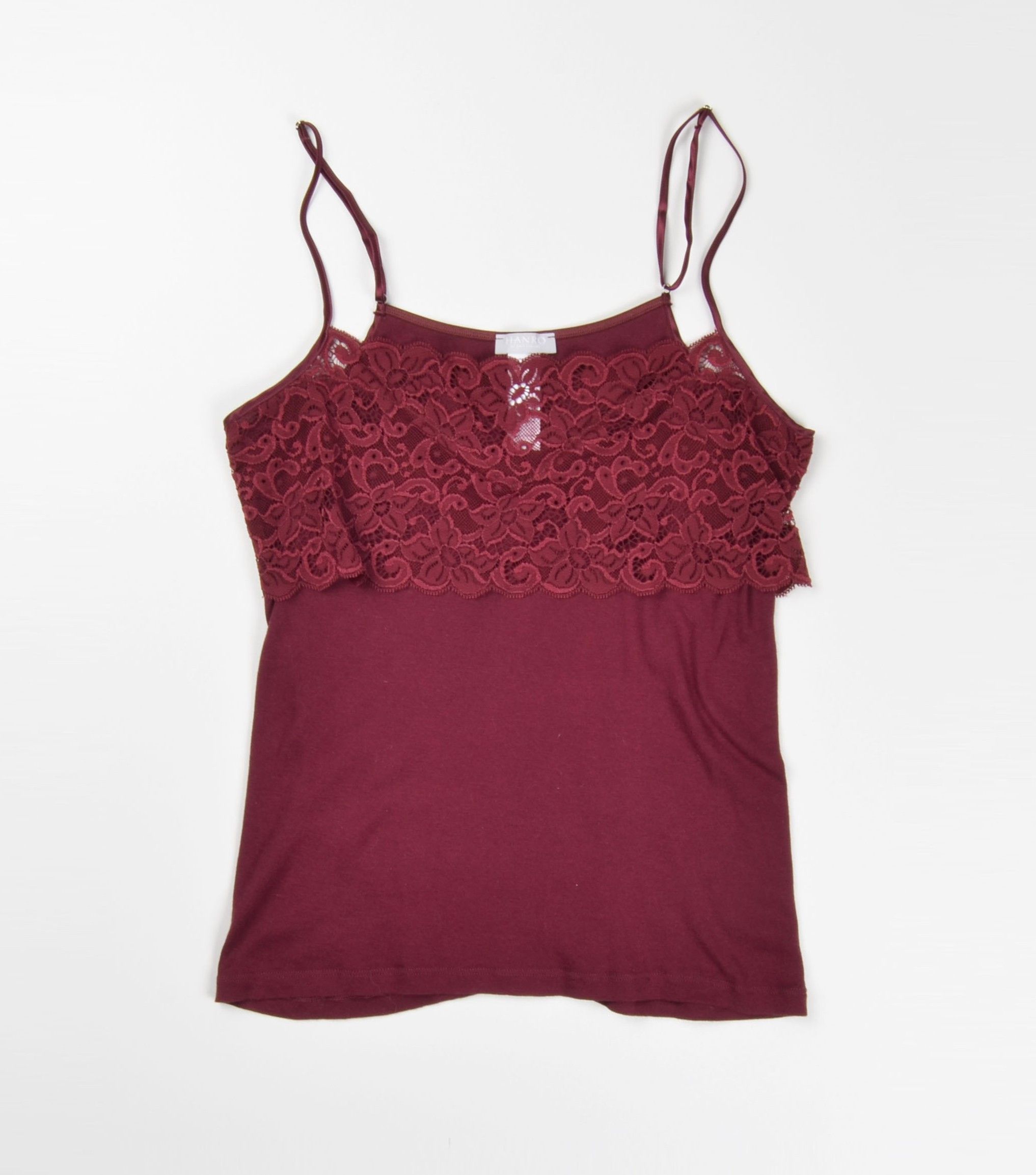 Hanro Hanro of Switzerland Burgundy Lace Cami Tank Top Size M / US 6-8 / IT 42-44 - 3 Thumbnail