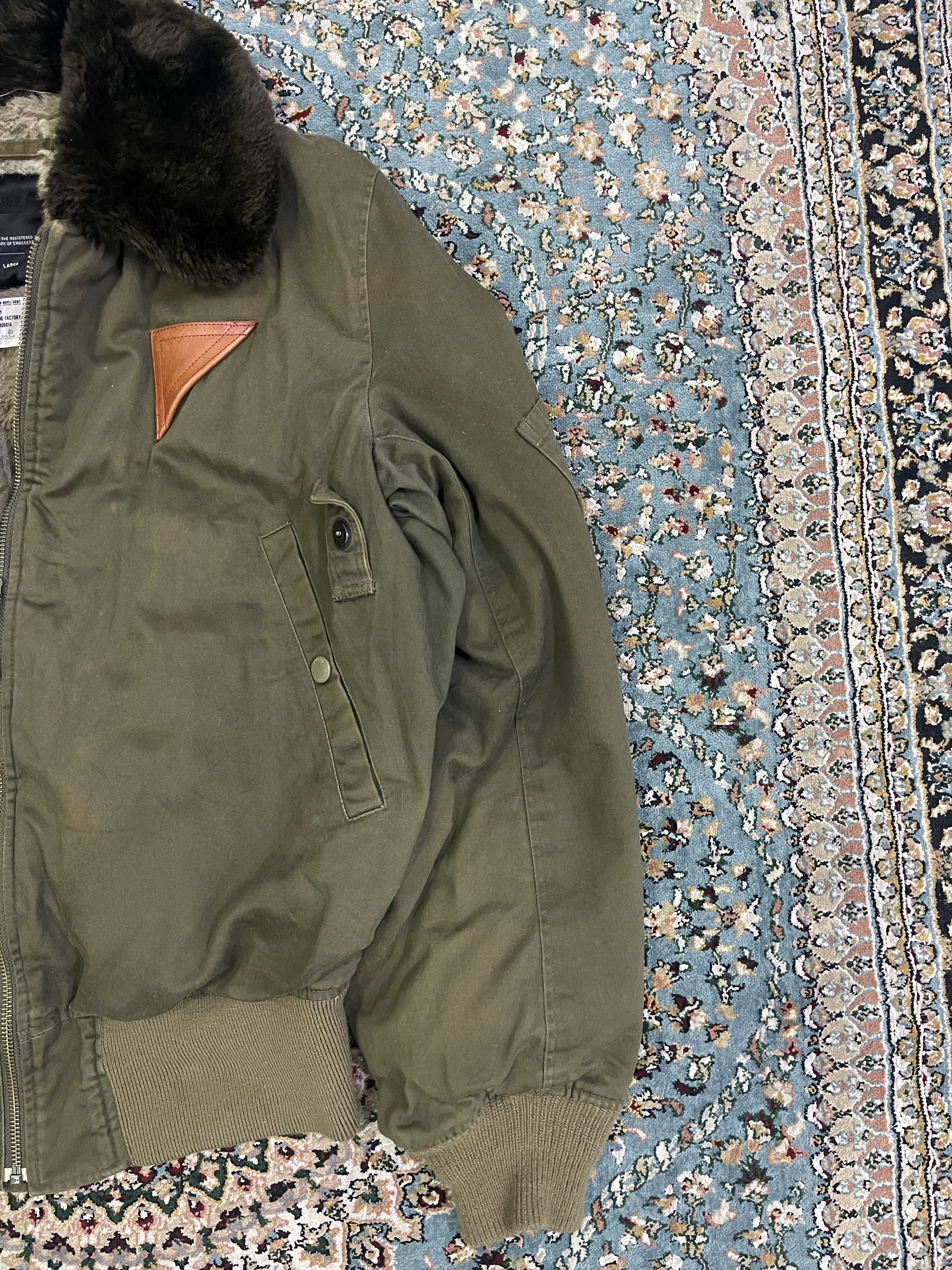Swagger Swagger B-15 Bomber Sherpa Shearling Olive Flight Jacket Size US L / EU 52-54 / 3 - 4 Thumbnail