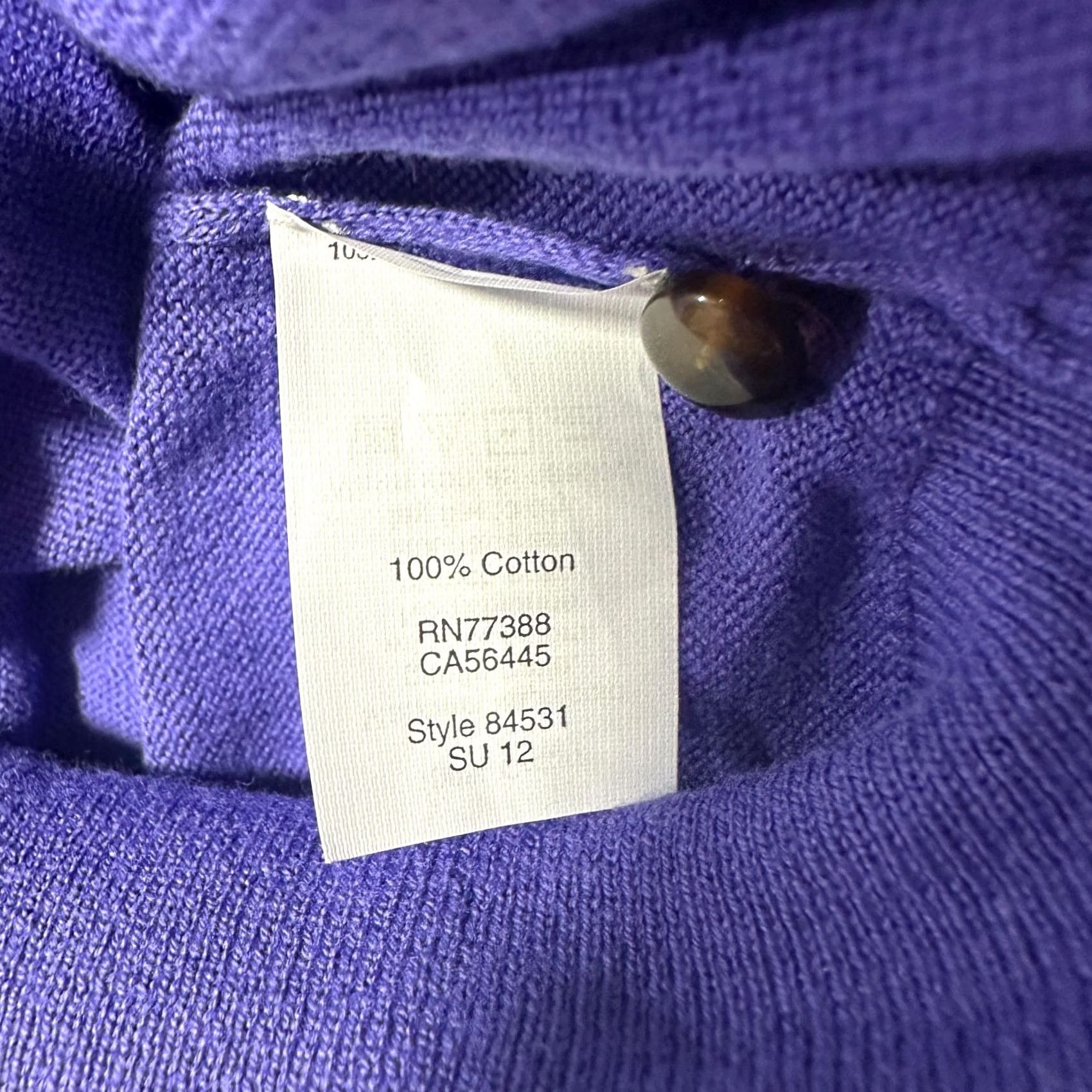 J.Crew J.CREW Sweater Womens XS Purple Cotton Cardigan Cap Sleeve V-Neck Button Size XS / US 0-2 / IT 36-38 - 5 Thumbnail