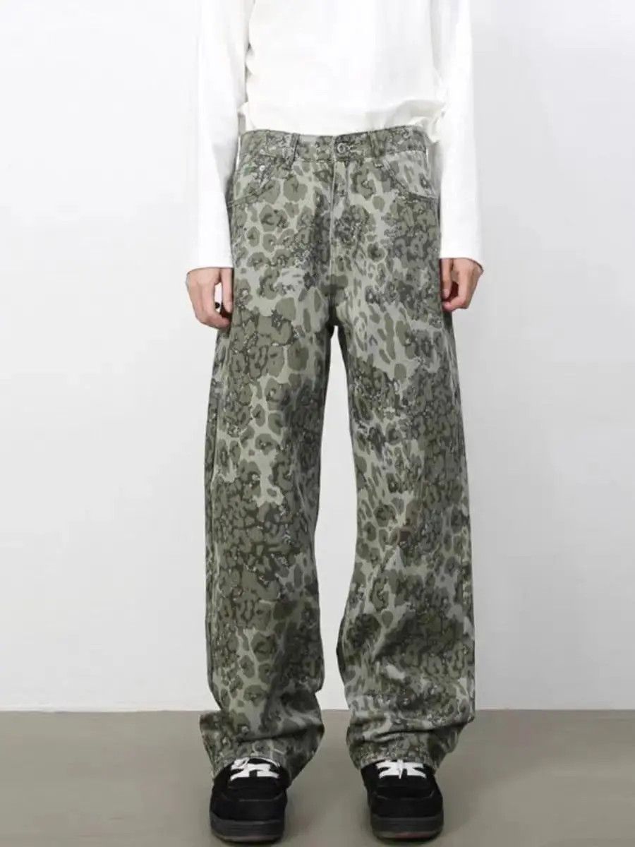 Japanese Brand Vintage washed camouflage leopard print baggy jeans Size US 32 / EU 48 - 2 Thumbnail