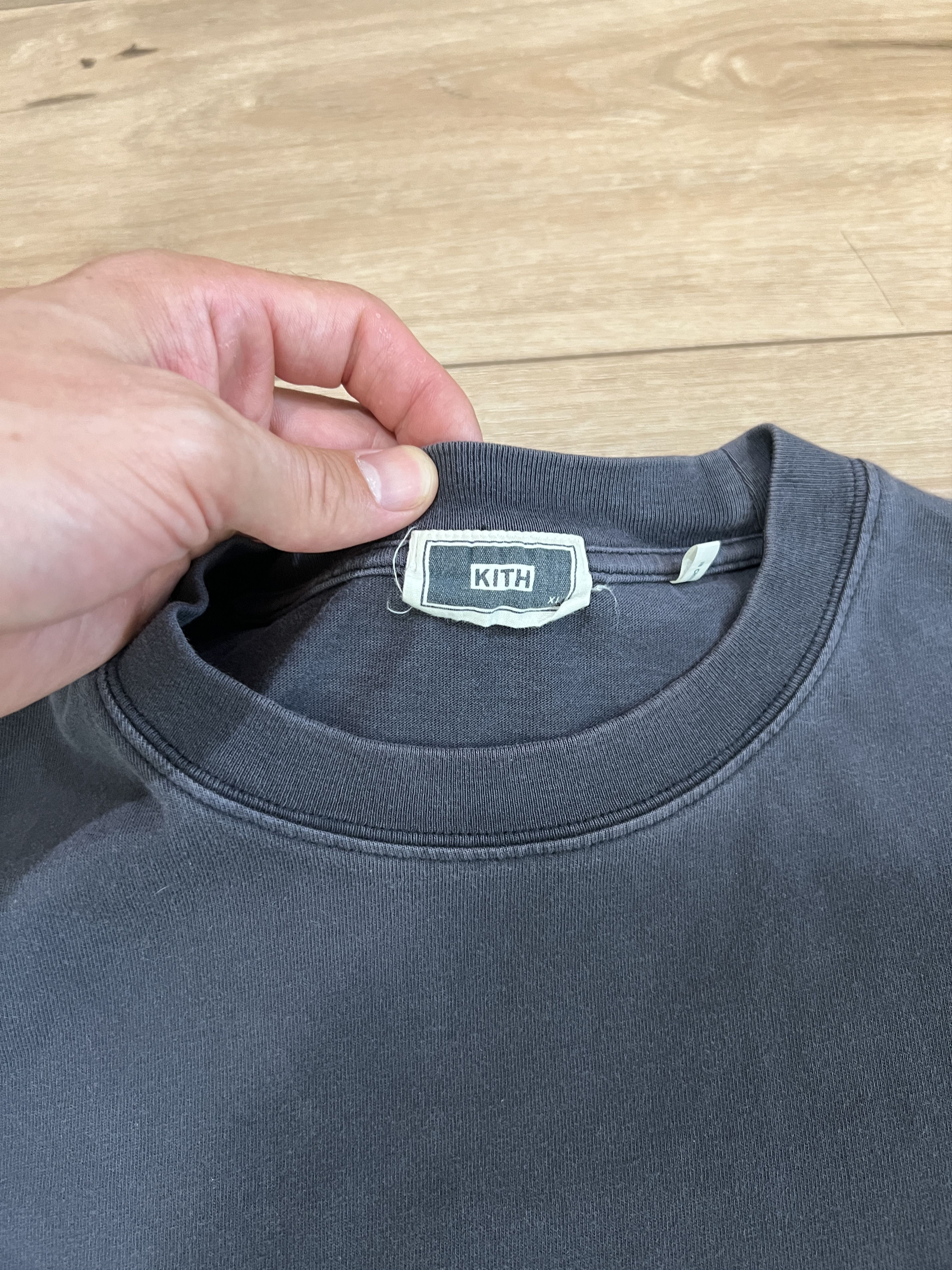 Kith Kith Charcoal Gray Long Sleeve T Shirt Vintage Wash Size US XL / EU 56 / 4 - 2 Thumbnail