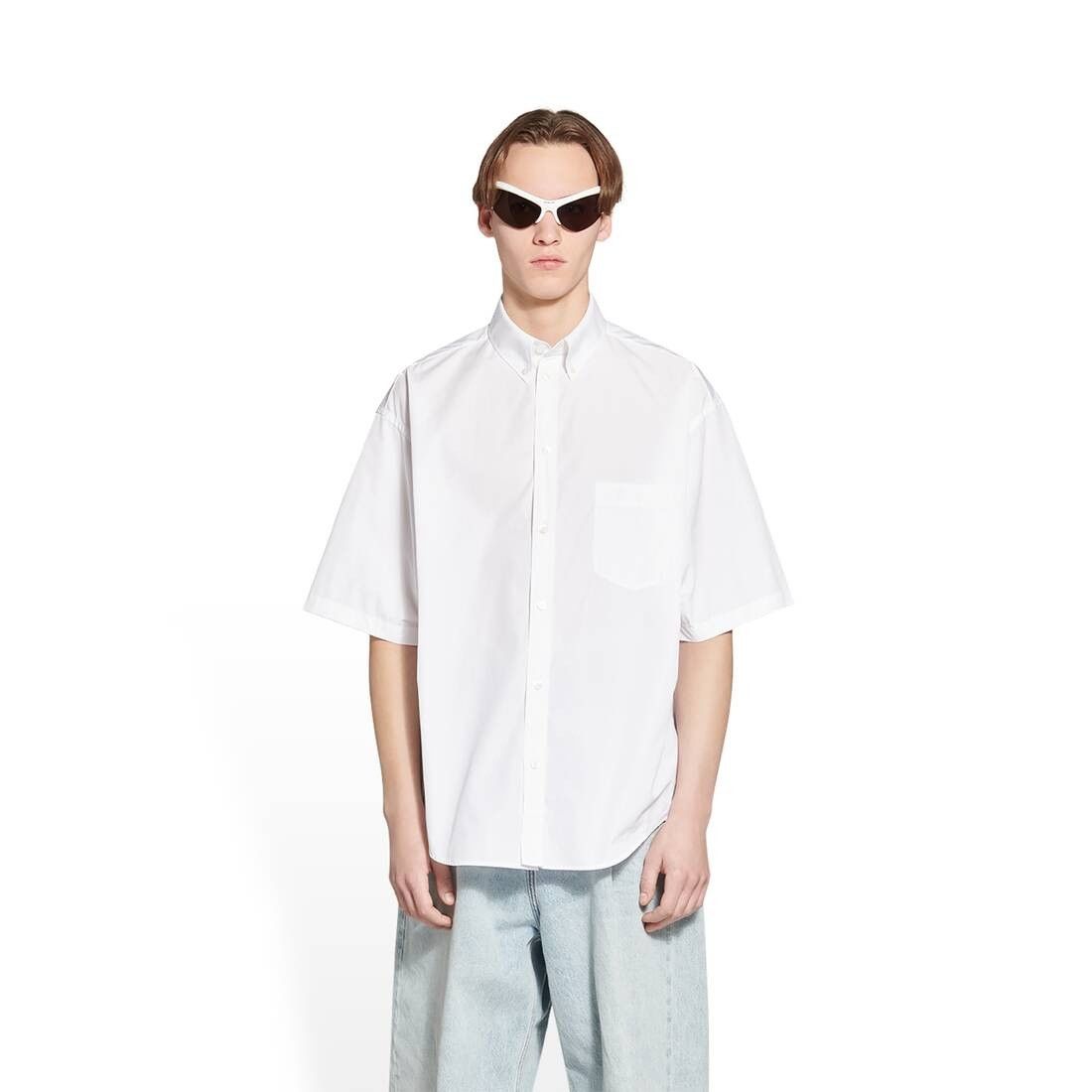 Balenciaga o1in1g0425 BB Icon Short Sleeve Shirt in White Size US S / EU 44-46 / 1 - 5 Thumbnail