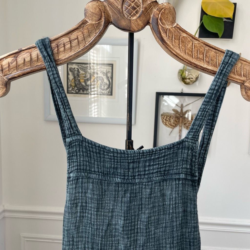 Anthropologie Anthropologie Gauzy Overalls Wide Leg Mineral Wash Black M Size 29" - 3 Thumbnail