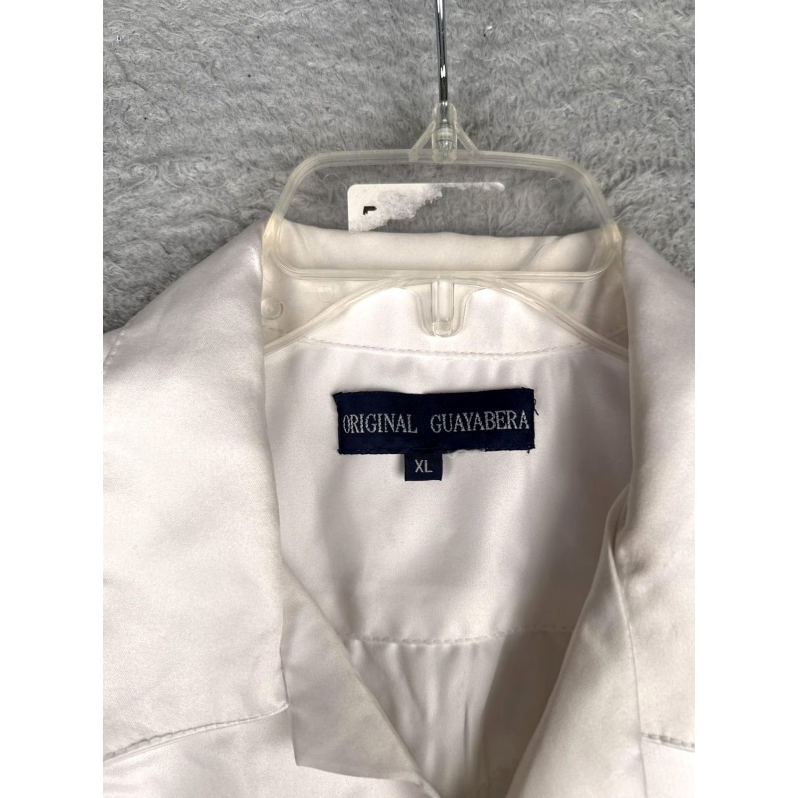 Vintage Original Guayabera Shirt Mens XL White Satin Short Sleeve Embroidered Pockets Size US XL / EU 56 / 4 - 6 Thumbnail