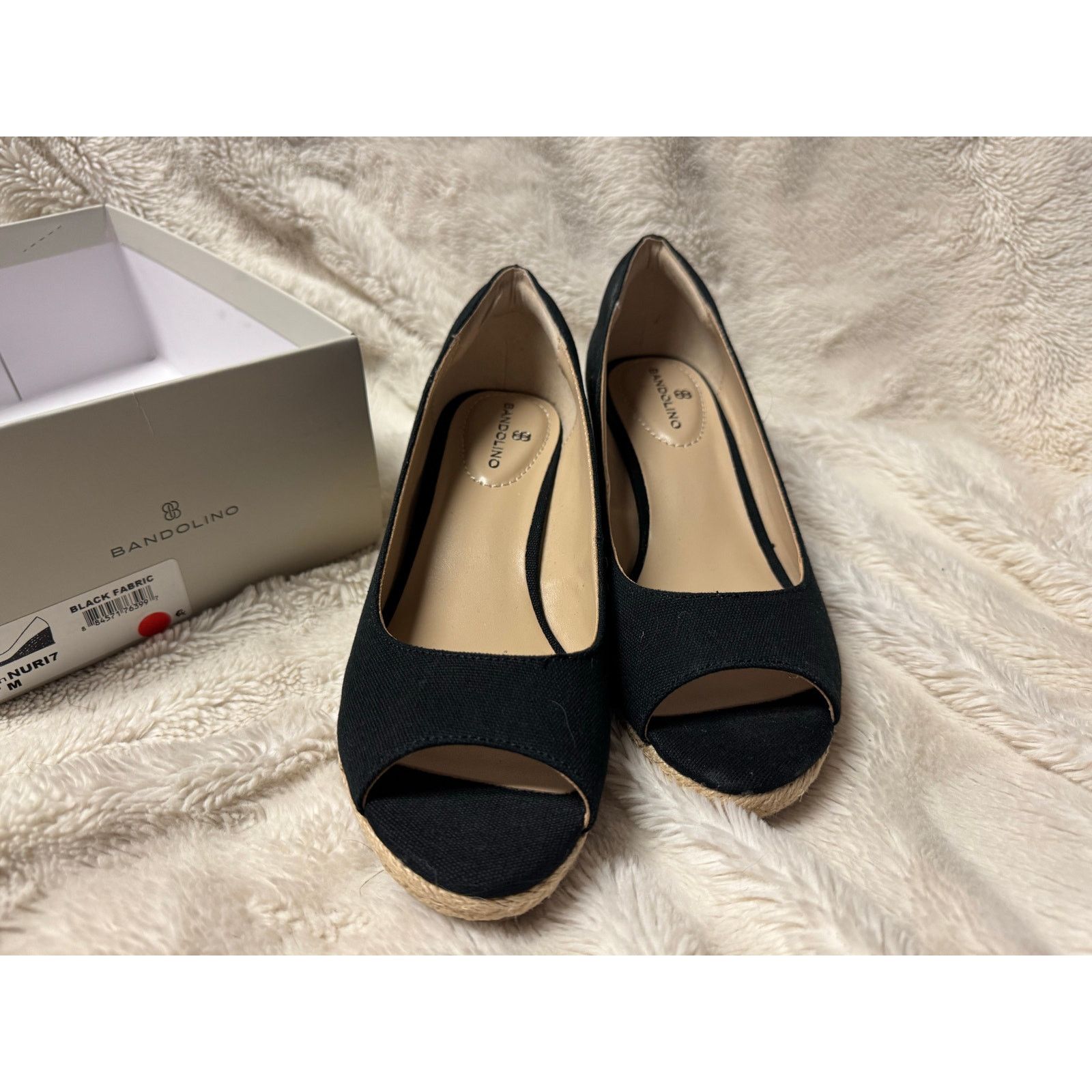 Other Bandolino Nuri Espadrille Wedge Pumps Black Fabric 7M New Size US 7 / IT 37 - 3 Thumbnail