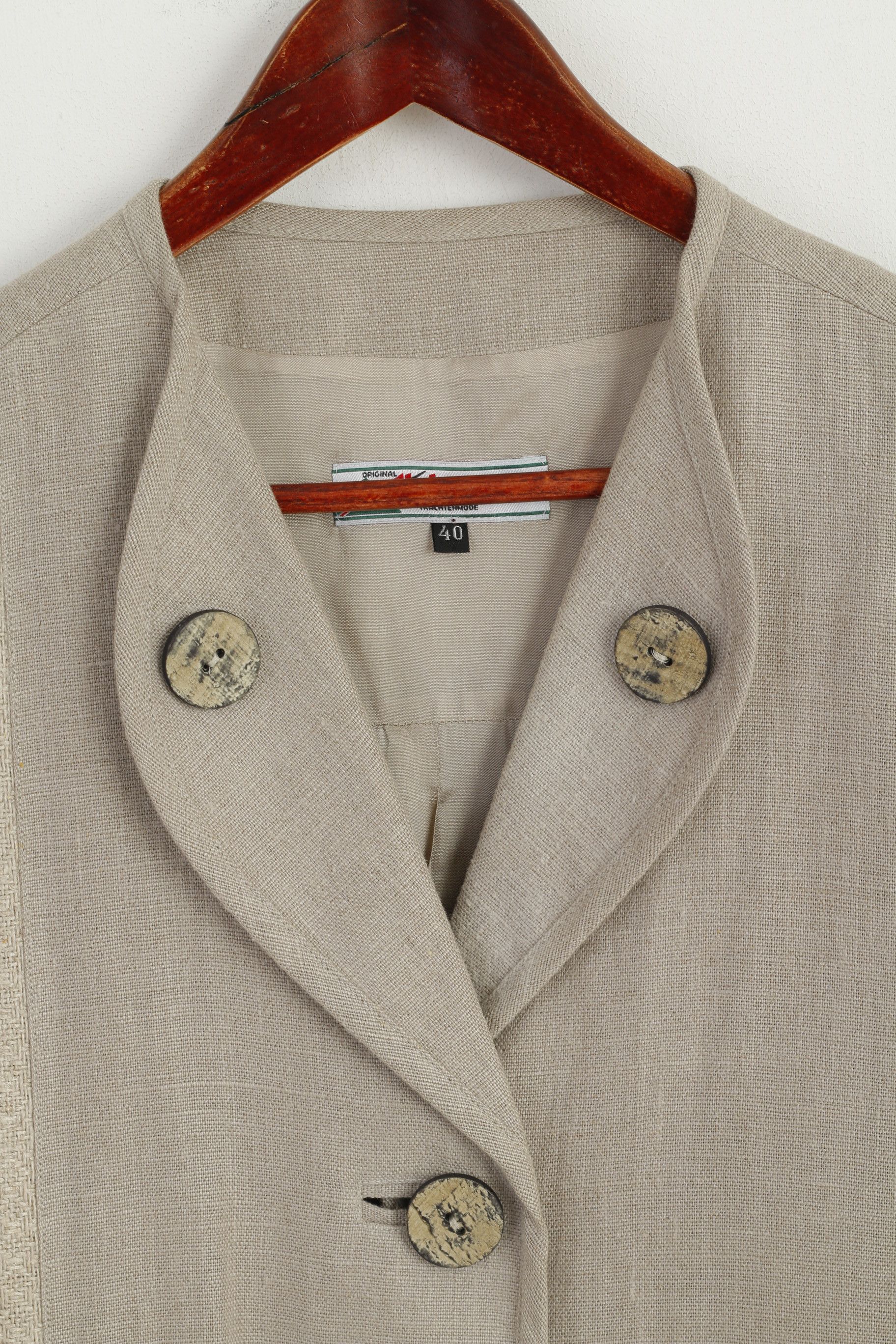 Vintage Alphorn Trachtenmode Women 40 L Waistcoat Beige Linen 1748 Size L / US 10 / IT 46 - 3 Thumbnail