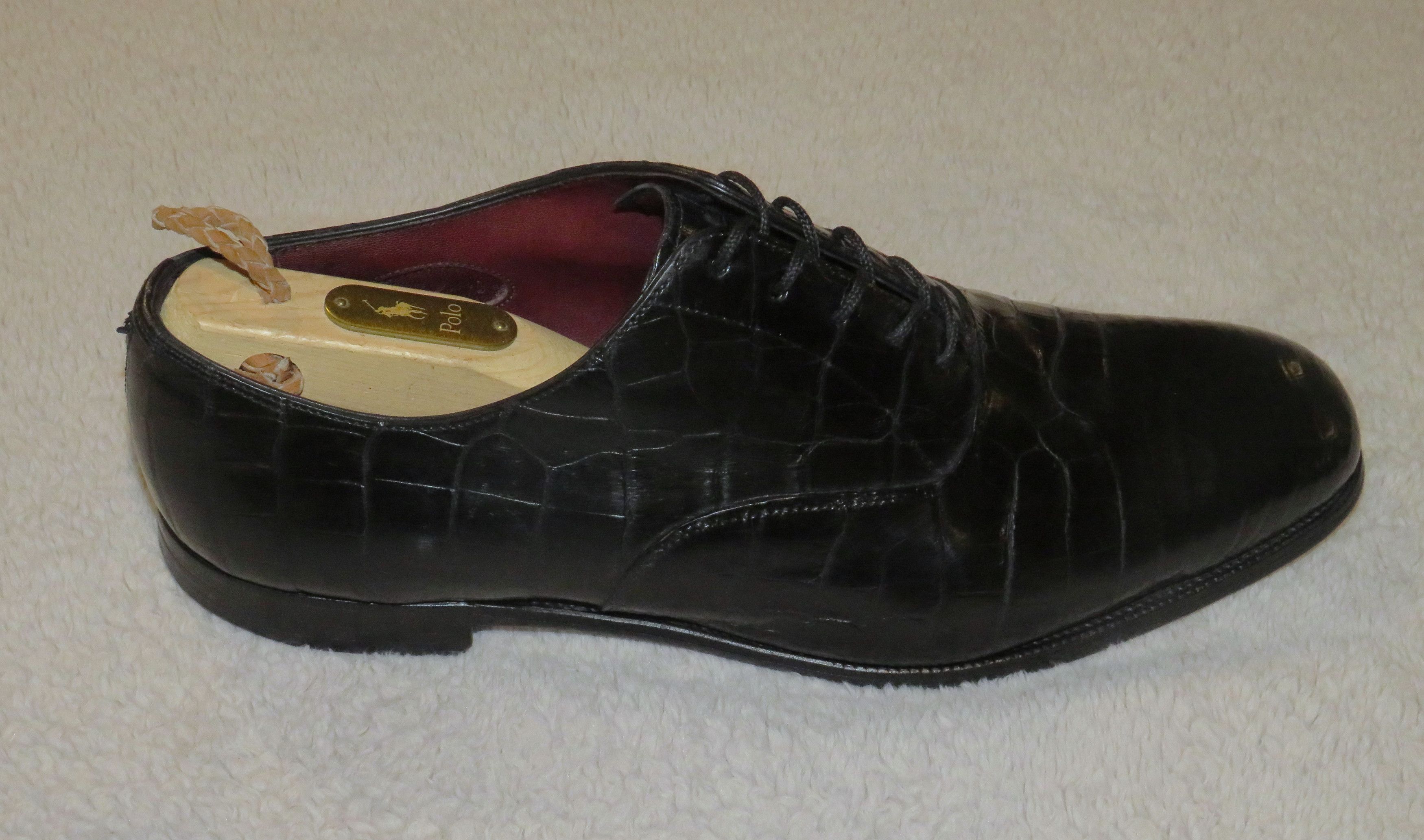 Edward Green × Ralph Lauren Purple Label Black Crocodile Leather Derby 9.5/10 Size US 10 / EU 43 - 6 Thumbnail
