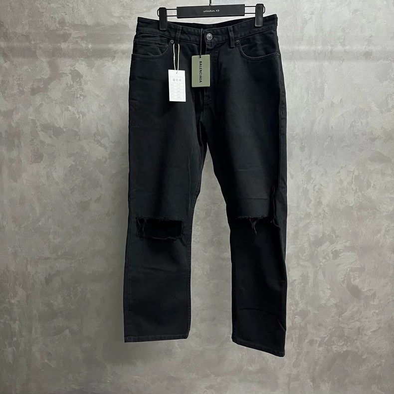 Balenciaga size s Black Solid Wide Leg Jeans 2505-Nextarro