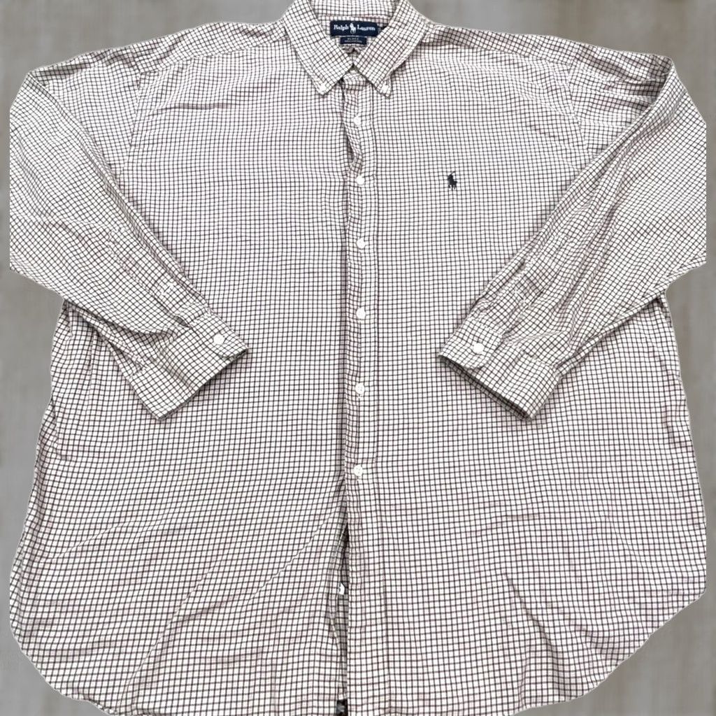 Ralph Lauren Ralph Lauren Shirt Men 2XL Brown Button-Up Plaid Oxford Casual Dress Vintage: No (adjusted) Size 48R - 1 Thumbnail