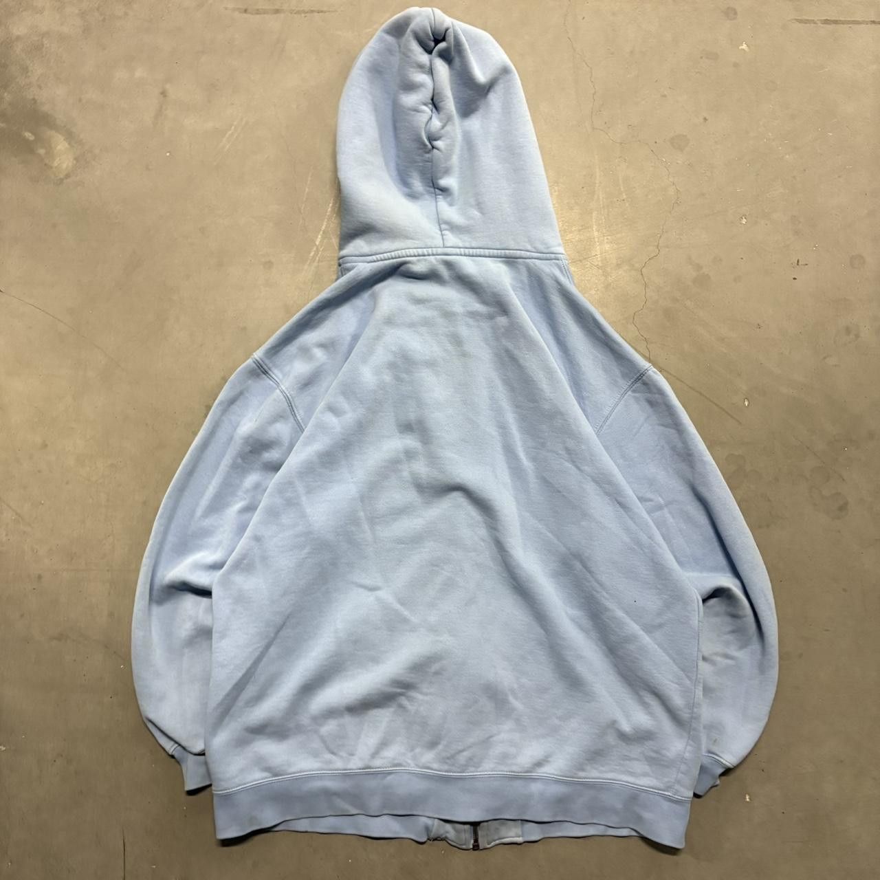 Anchor Blue Crazy Vintage Y2K/2000s Blank Blue Anchor Blue Zipup Hoodie with Staining! Size US L / EU 52-54 / 3 - 2 Thumbnail