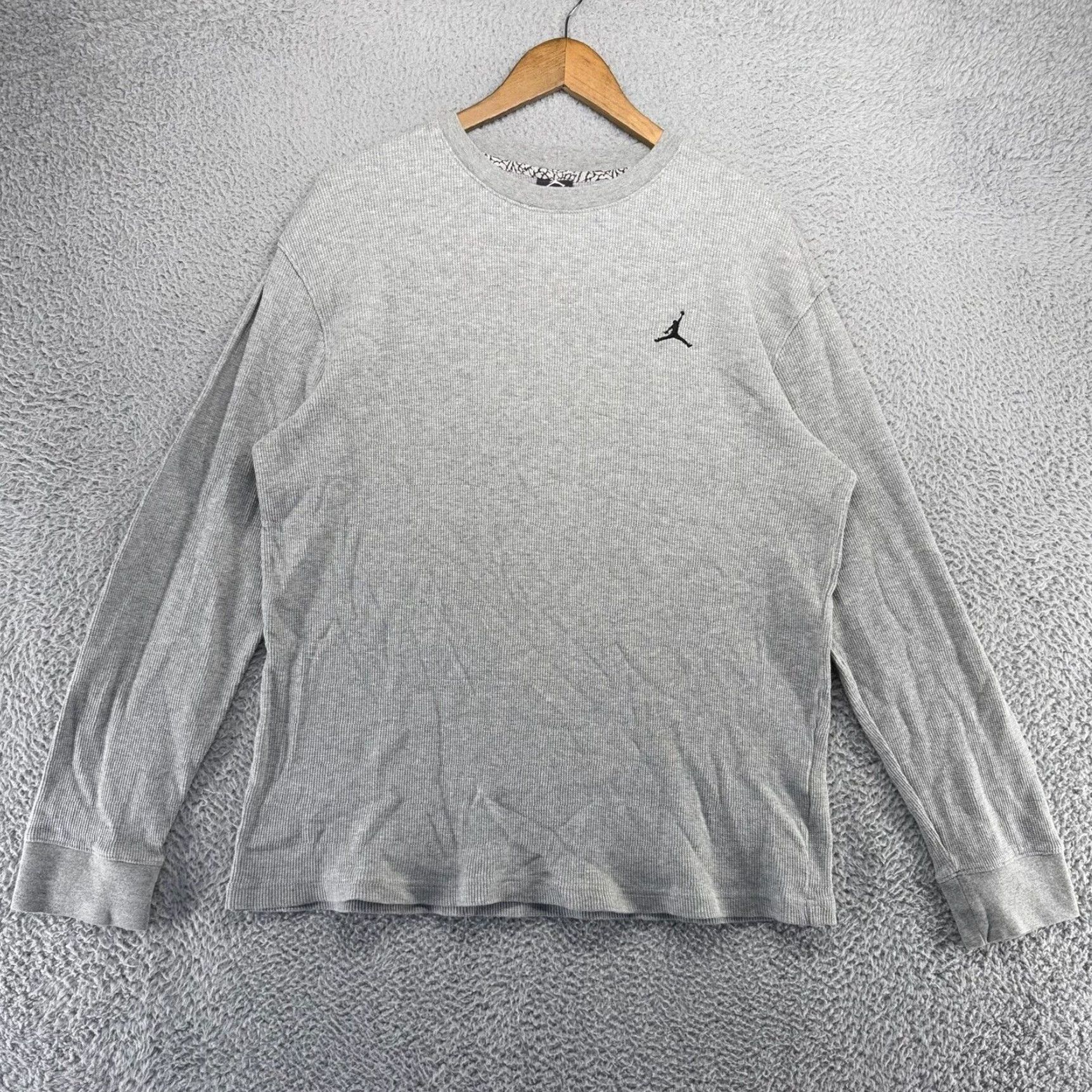 Jordan Brand Large Gray Thermal Waffle Shirt for Men with Embroidered Jumpman Logo from Vintage Jordan Collection Grailed