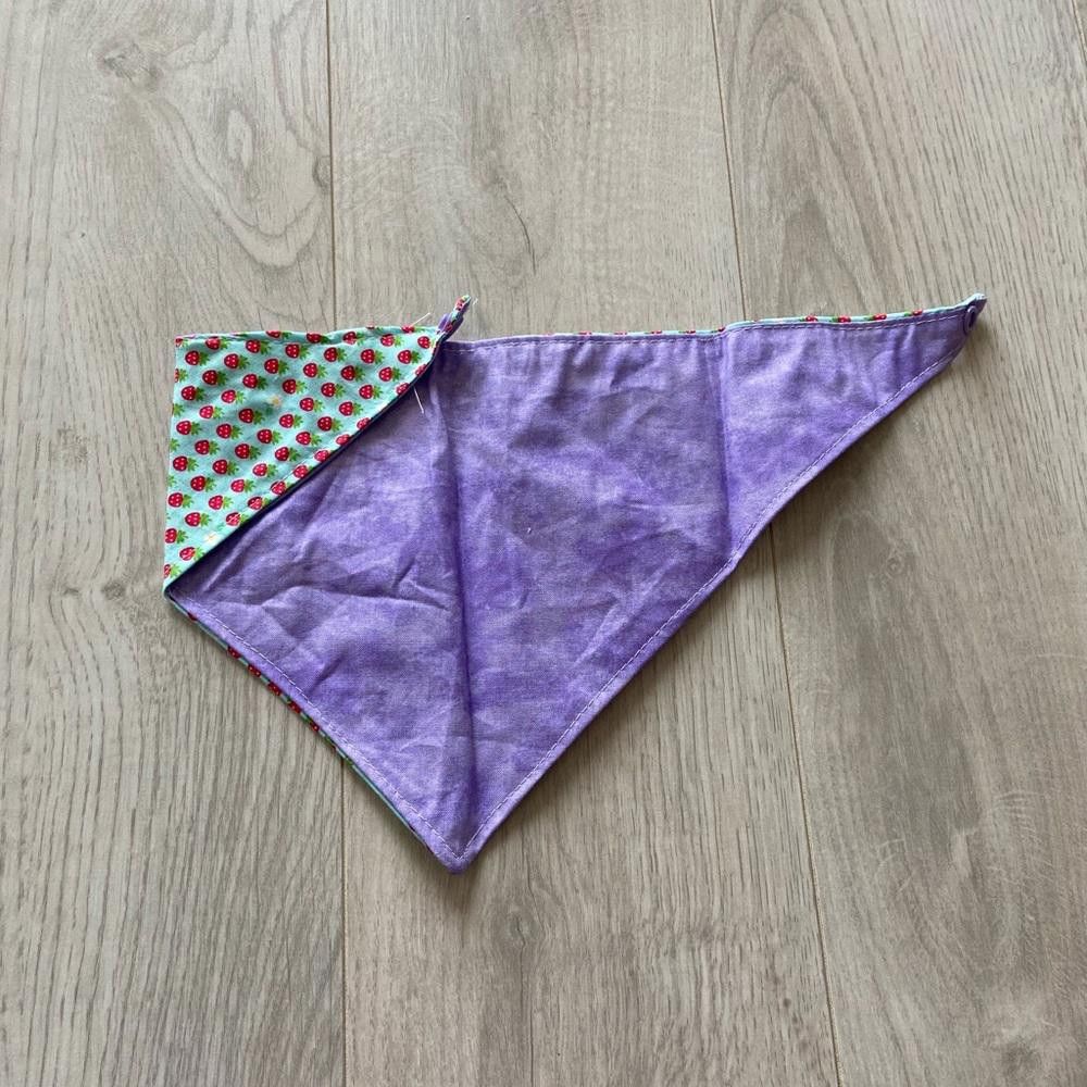 Designer Purple and Strawberry Dog Bandana Size ONE SIZE - 1 Thumbnail