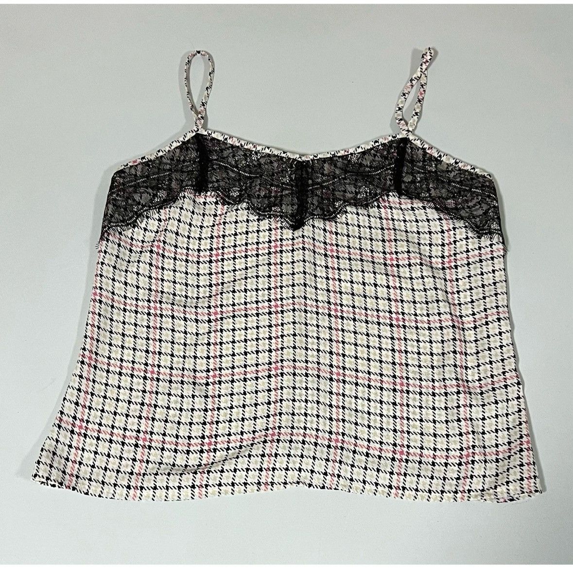 Vintage Black White Plaid Checkered Lace Top Shirt Blouse Size S 💖 Size S / US 4 / IT 40 - 2 Thumbnail