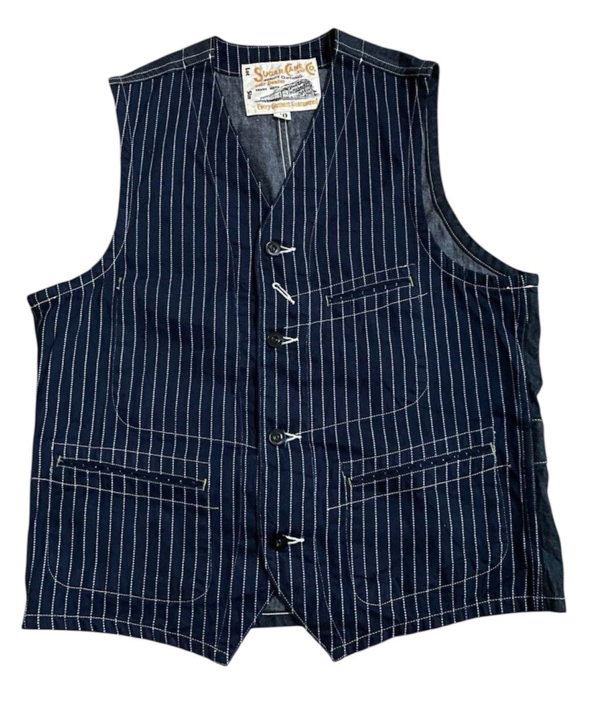 Sugar Cane Sugar Cane 9oz Wabash Stripe Work Buckle Back Vest Jacket Size US M / EU 48-50 / 2 - 1 Thumbnail