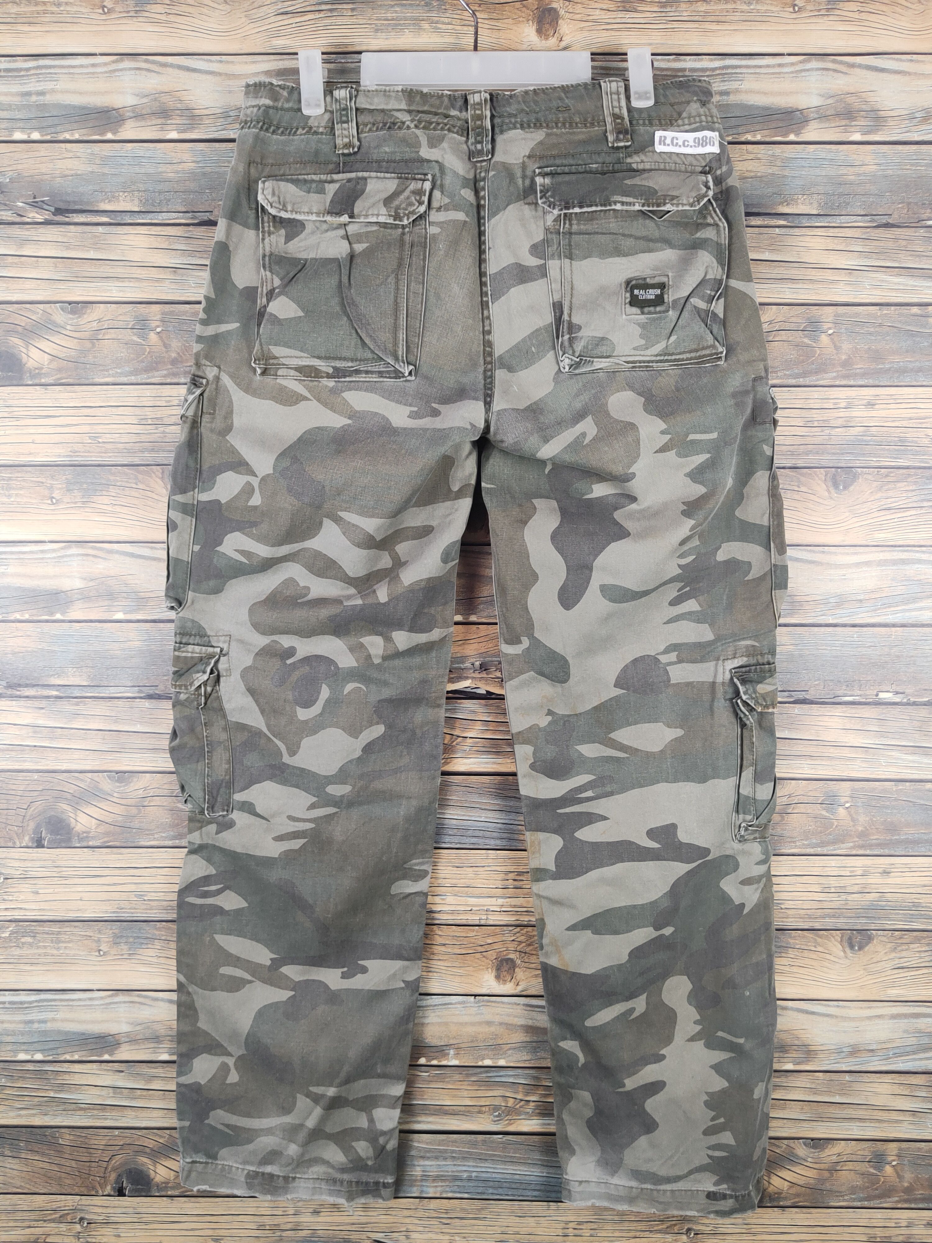Japanese Brand DL Real Crush Camouflage Multipocket Cargo Pants #46-250T Size US 33 - 7 Thumbnail