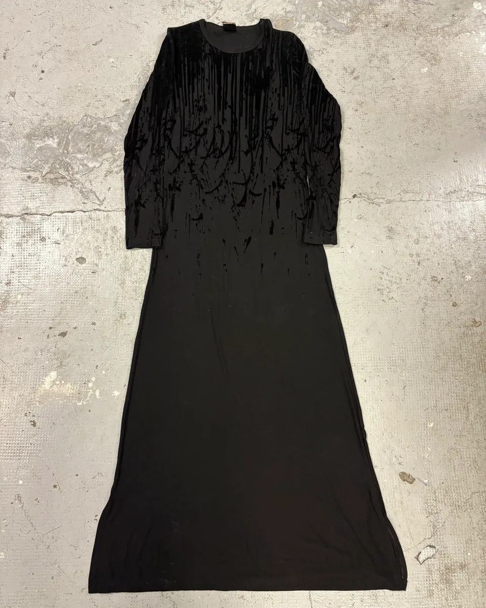 Jean Paul Gaultier AW1998 Jean Paul Gaultier Blood Drip Black Velvet Maxi Dress Size S / US 4 / IT 40 - 2 Thumbnail
