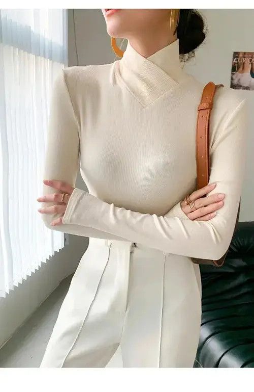 Japanese Brand × Vintage Collar Long-sleeved Stretch T-shirt Women's Fall Size ONE SIZE - 3 Thumbnail