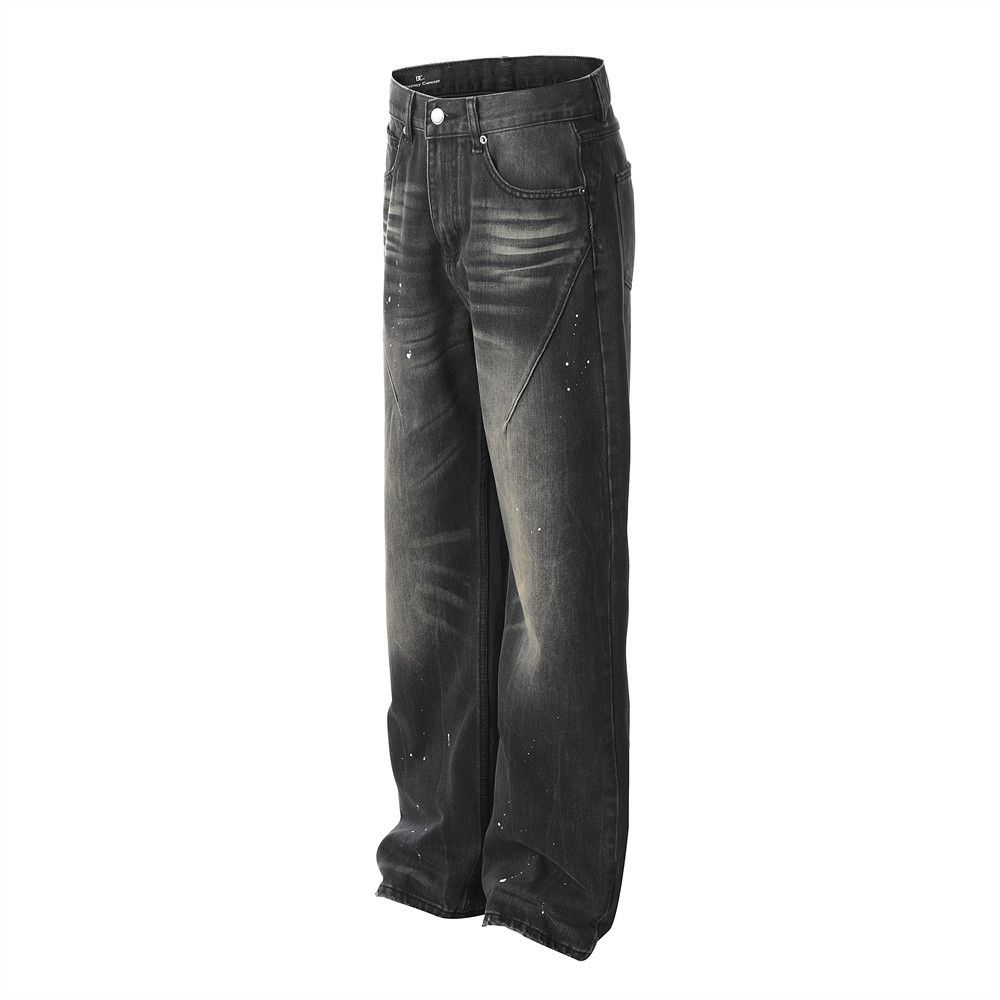 Japanese Brand × Jean Distressed washed loose ink-splashed wide-leg jeans Size US 32 / EU 48 - 2 Thumbnail