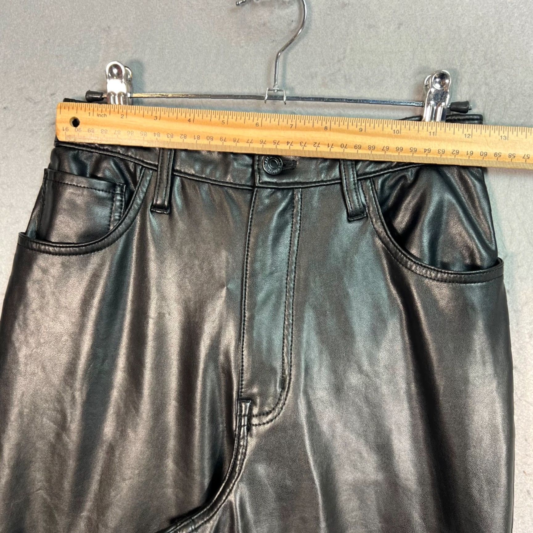 Abercrombie & Fitch VINTAGE Abercrombie & Fitch Womens Black Faux Leather 90s Straight Ultra High Rise Pants Size 28" / US 6 / IT 42 - 5 Thumbnail
