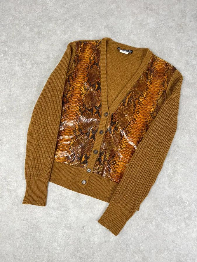 Salvatore Ferragamo Salvatore Ferragamo Camel Cashmere Python Leather Cardigan Size US S / EU 44-46 / 1 - 4 Thumbnail