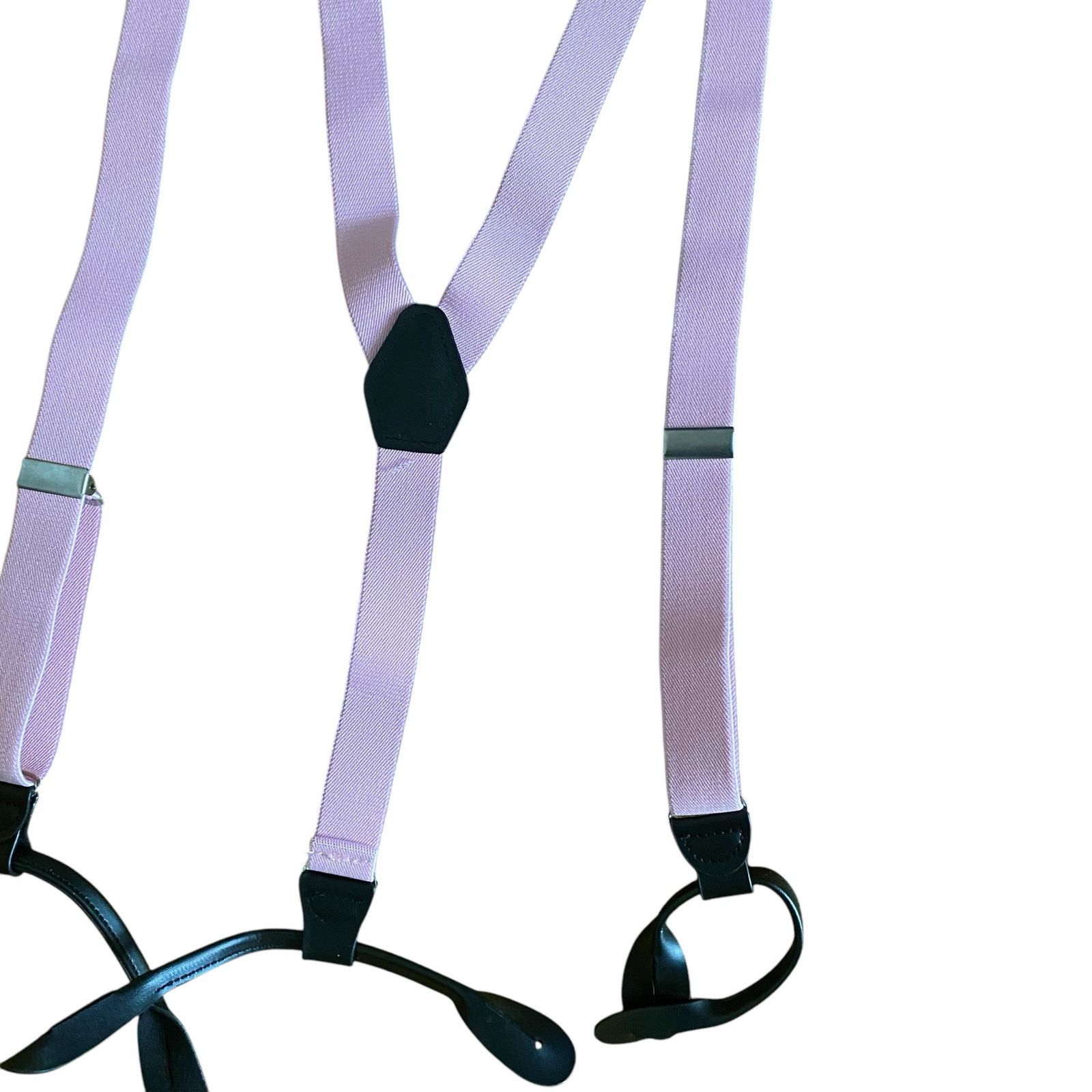 Vintage Vintage Y-shaped Fabric Elastic Solid Pink Suspenders Size ONE SIZE - 6 Thumbnail