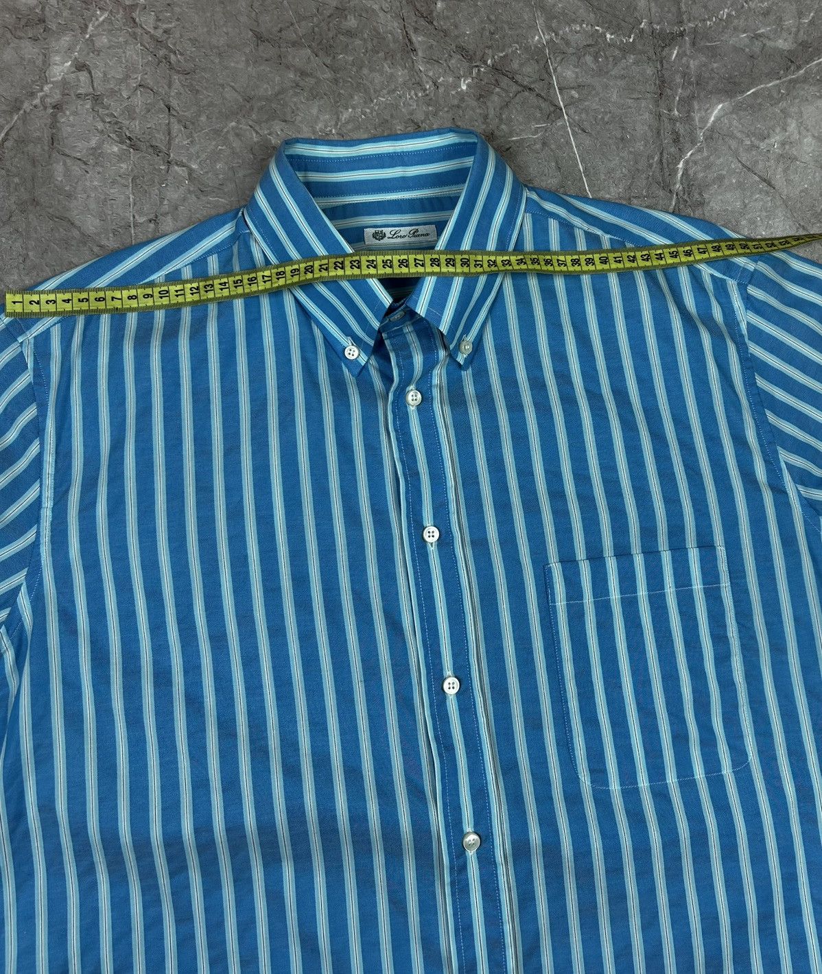 Loro Piana Loro Piana Shirt Button Up White Blue Stripped Cotton Formal Size US L / EU 52-54 / 3 - 17 Thumbnail
