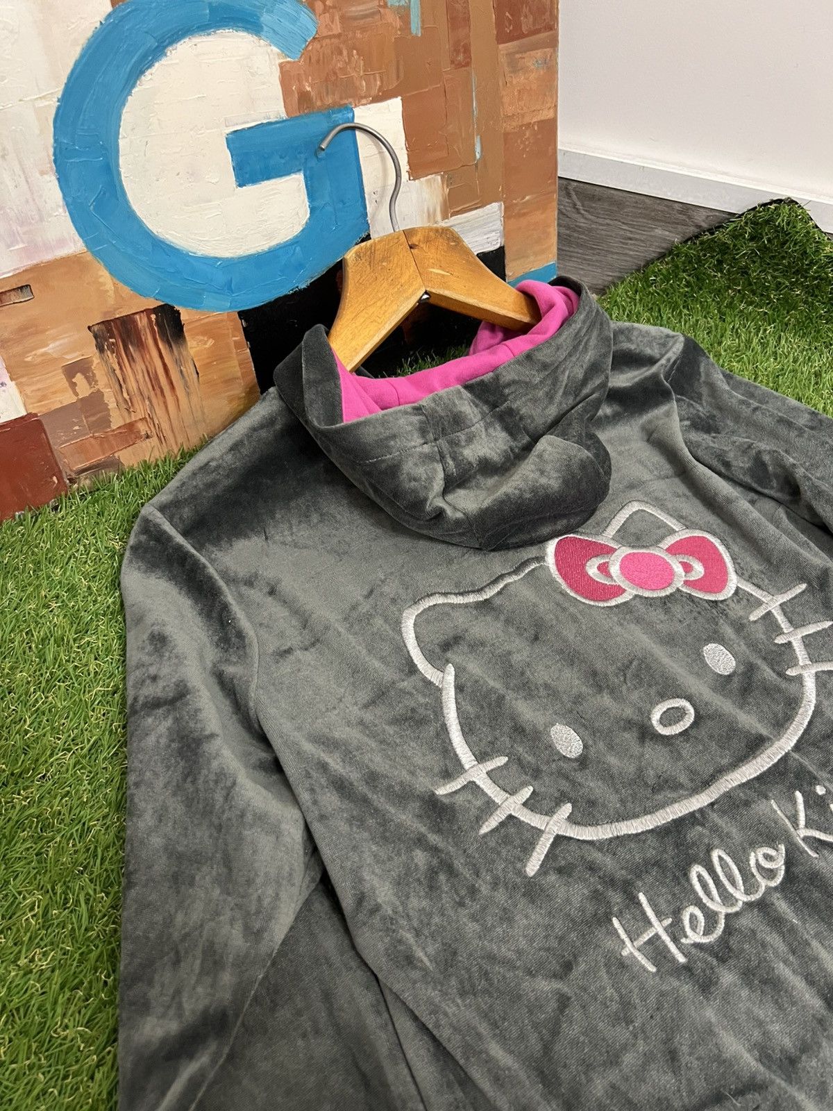 Anime Vintage Y2K Hello Kitty Velour Zip Up Hoodie Size M / US 6-8 / IT 42-44 - 9 Thumbnail