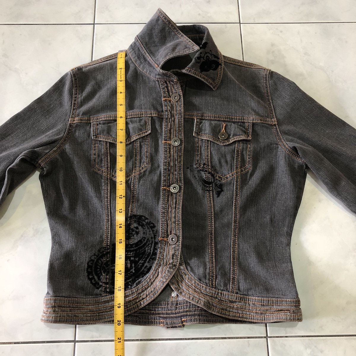 Vintage Eterno Belleza Paisley Black Denim Jacket Vintage Style Size M / US 6-8 / IT 42-44 - 25 Thumbnail