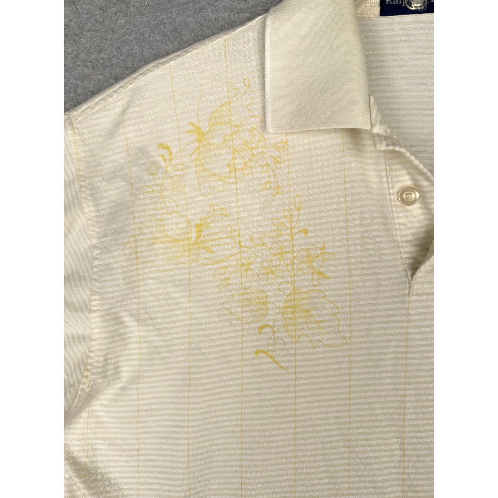 Ralph Lauren Ralph Lauren Polo Shirt Adult 2XL Ivory Floral 100% Cotton Size US XXL / EU 58 / 5 - 7 Thumbnail