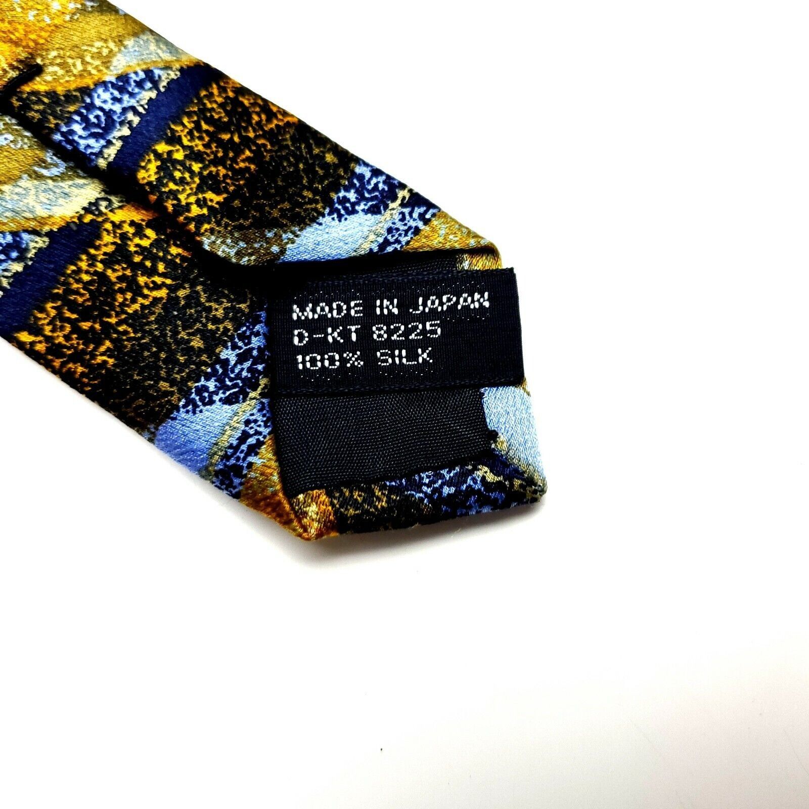 Jhane Barnes Jhane Barnes Silk Tie Print Yellow Blue Plaid Short Wide Size ONE SIZE - 5 Thumbnail