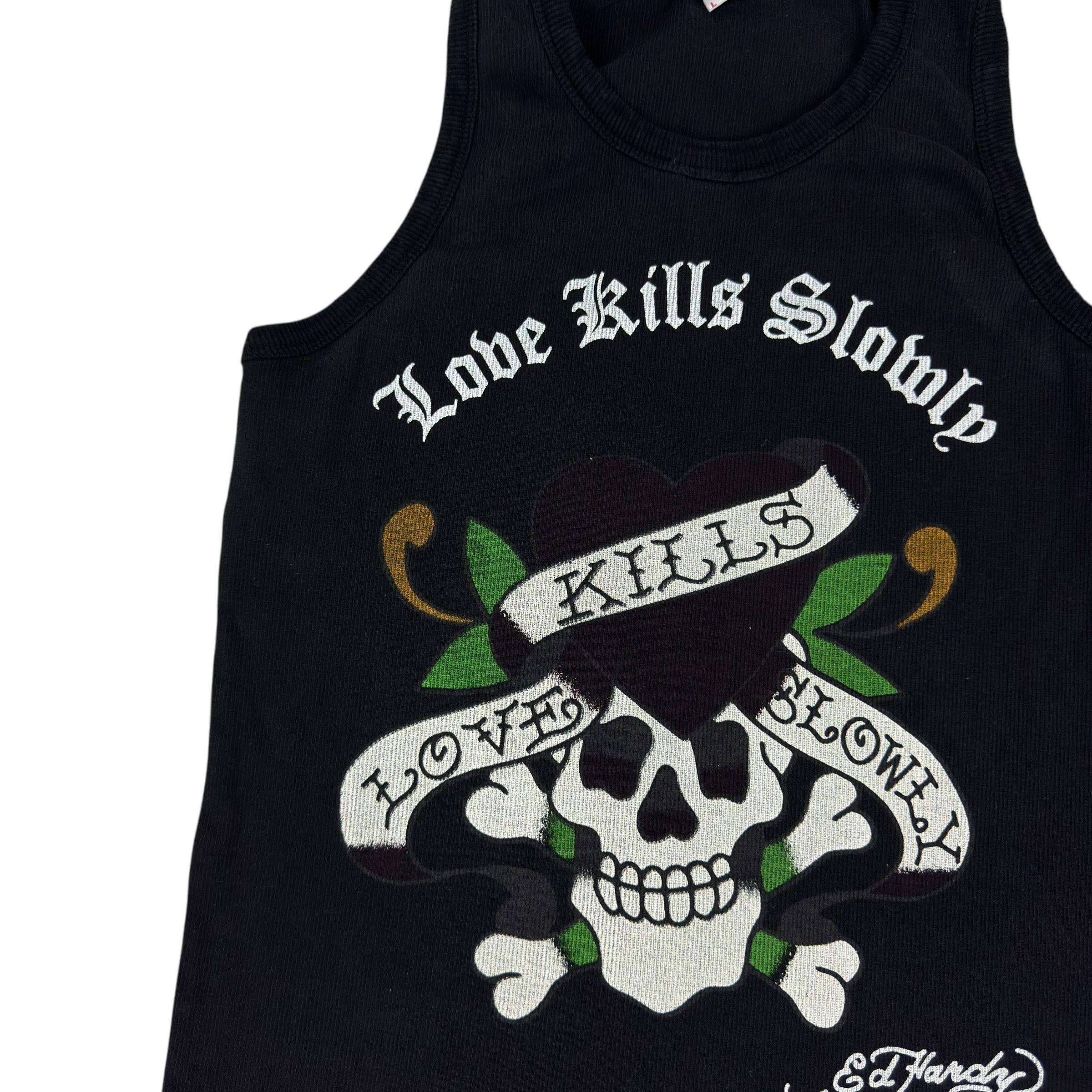 Ed Hardy × Vintage Ed Hardy Women Black White Skull Love Kills Slowly Top Large Size L / US 10 / IT 46 - 3 Thumbnail