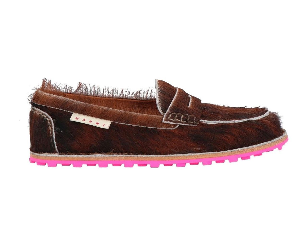 Marni Marni Brown Calf Hair Penny Loafers with Pink Sol Size US 10 / EU 43 - 1 Thumbnail