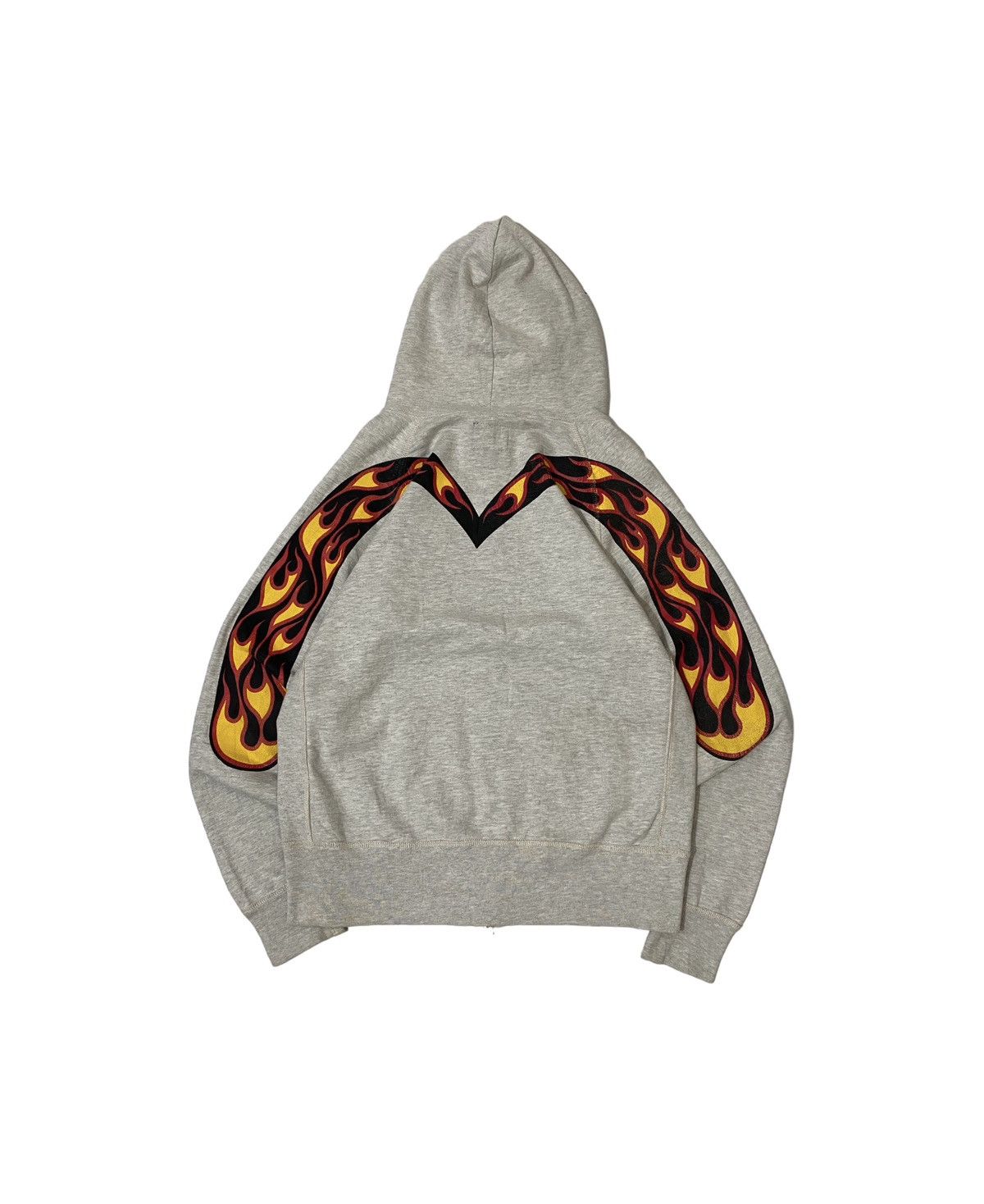image of Vintage Evisu Flames Painter Zipper Hoodie Sweater in Grey, Men's (Size Large)