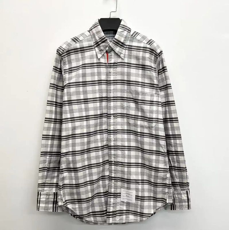 Thom Browne Thom Browne Gray Plaid Cotton Blend Shirt 0089 Size S / US 4 / IT 40 - 1 Thumbnail